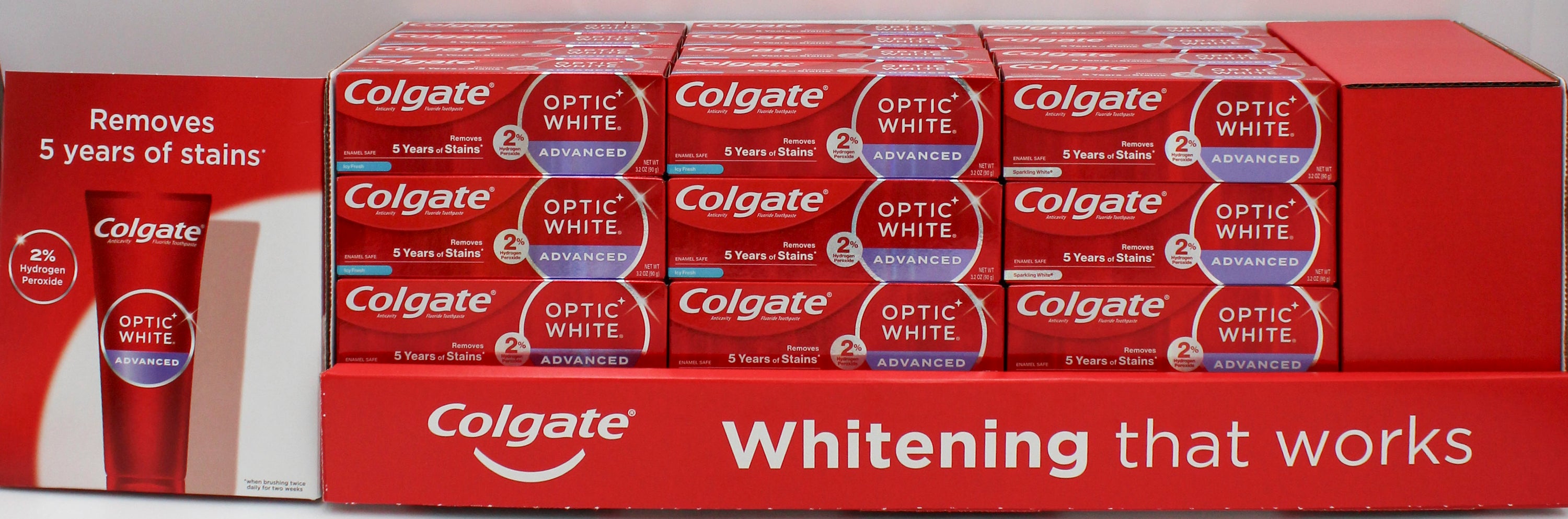 COLGATE OPTIC WHITE TOOTHPASTE MIXED DISPLAY 3.2oz EXP 4/30/26 NI