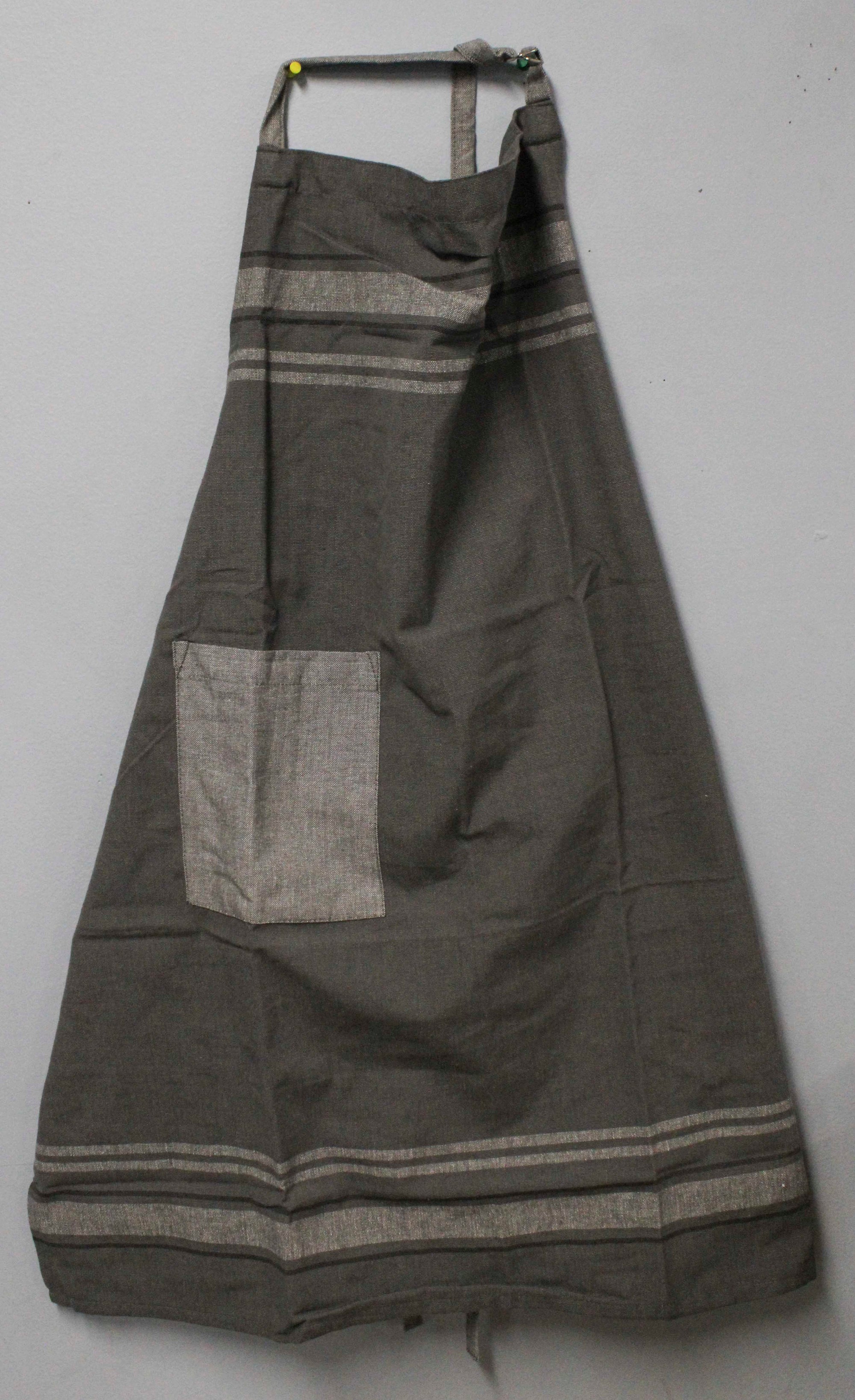 APRON - GRAY CHAMBRAY FRENCH STRIPE