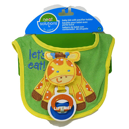 NEAT SOLUTIONS BABY BIB W/PACIFIER HOLDER 1CT-LETS EAT/NI