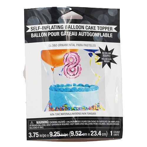 SELF INFLATING BALLOON CAKE TOPPER #8 PINK