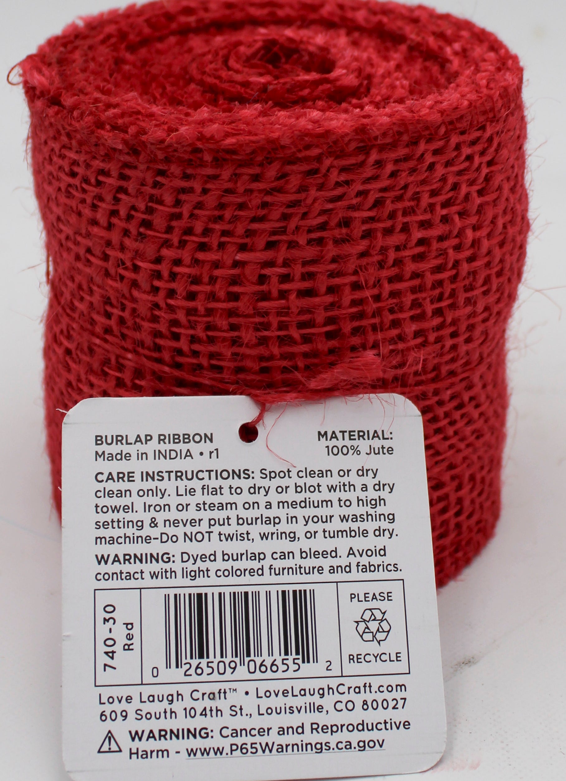 Red Burlap Ribbon 3in x 5yd Bulk Roll
