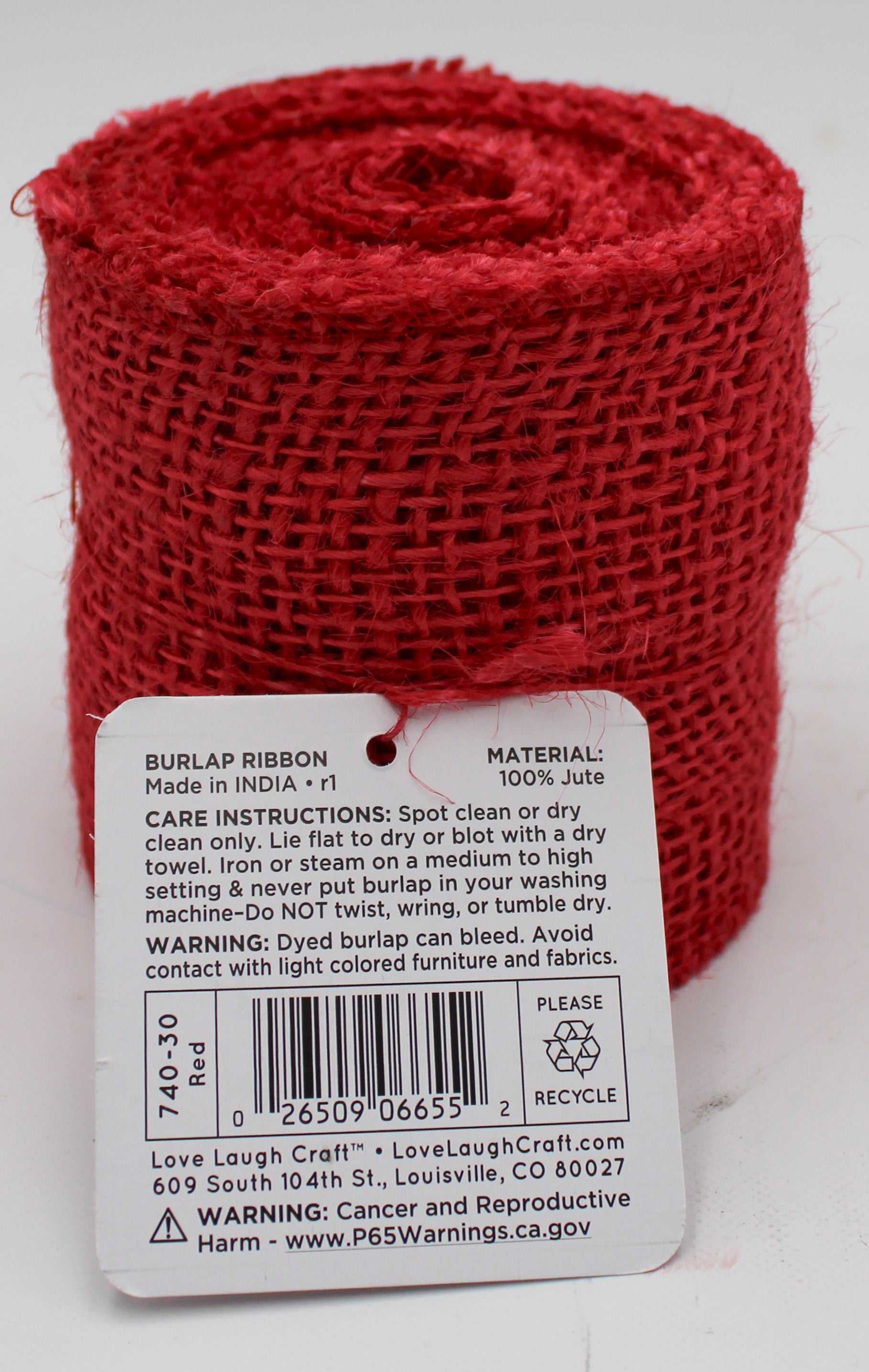 Red Burlap Ribbon 3in x 5yd Bulk Roll