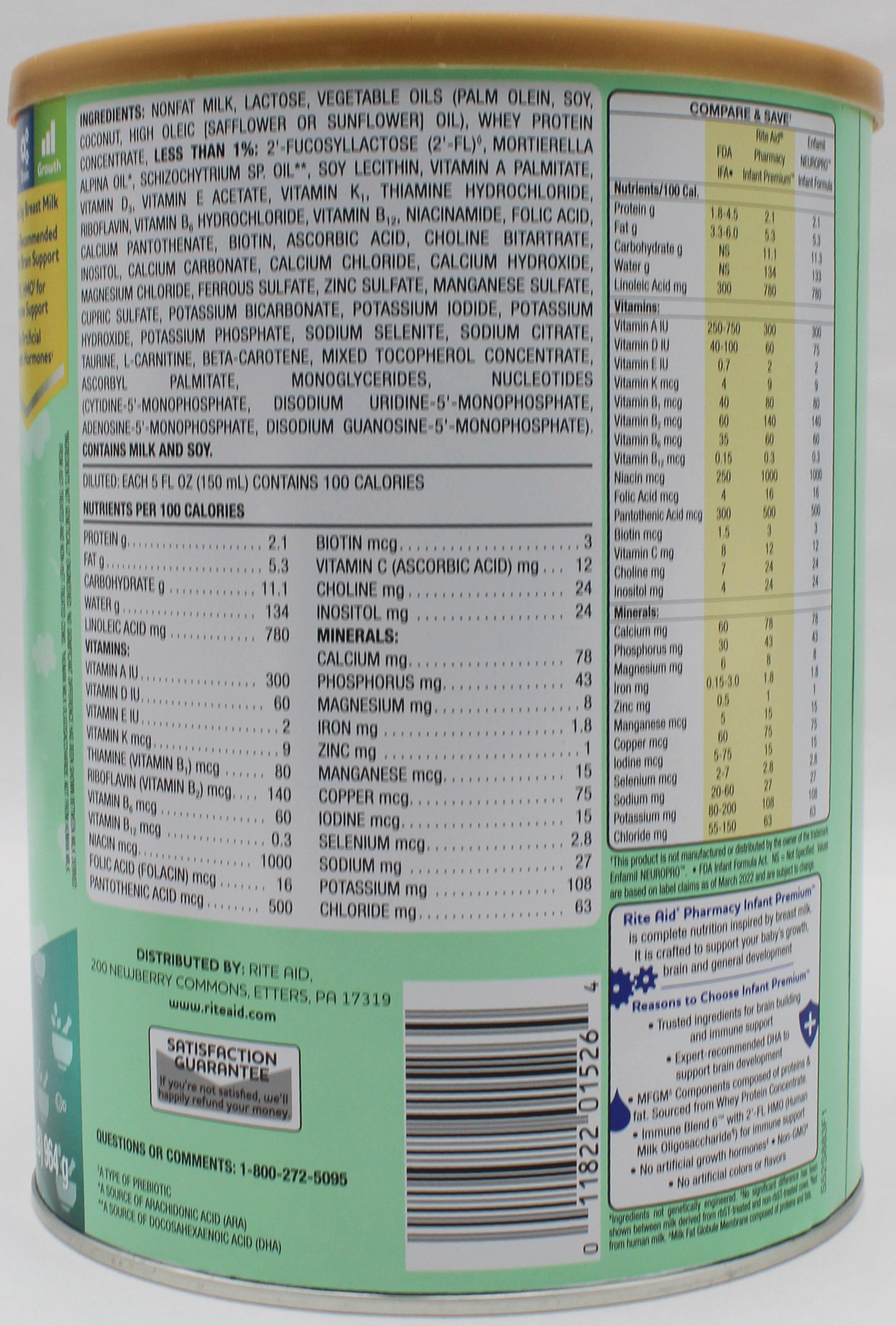 RITE AID PREMIUM INFANT FORMULA MILK POWDER  34oz EXP 1/31/2027 COMPARES TO Enfamil