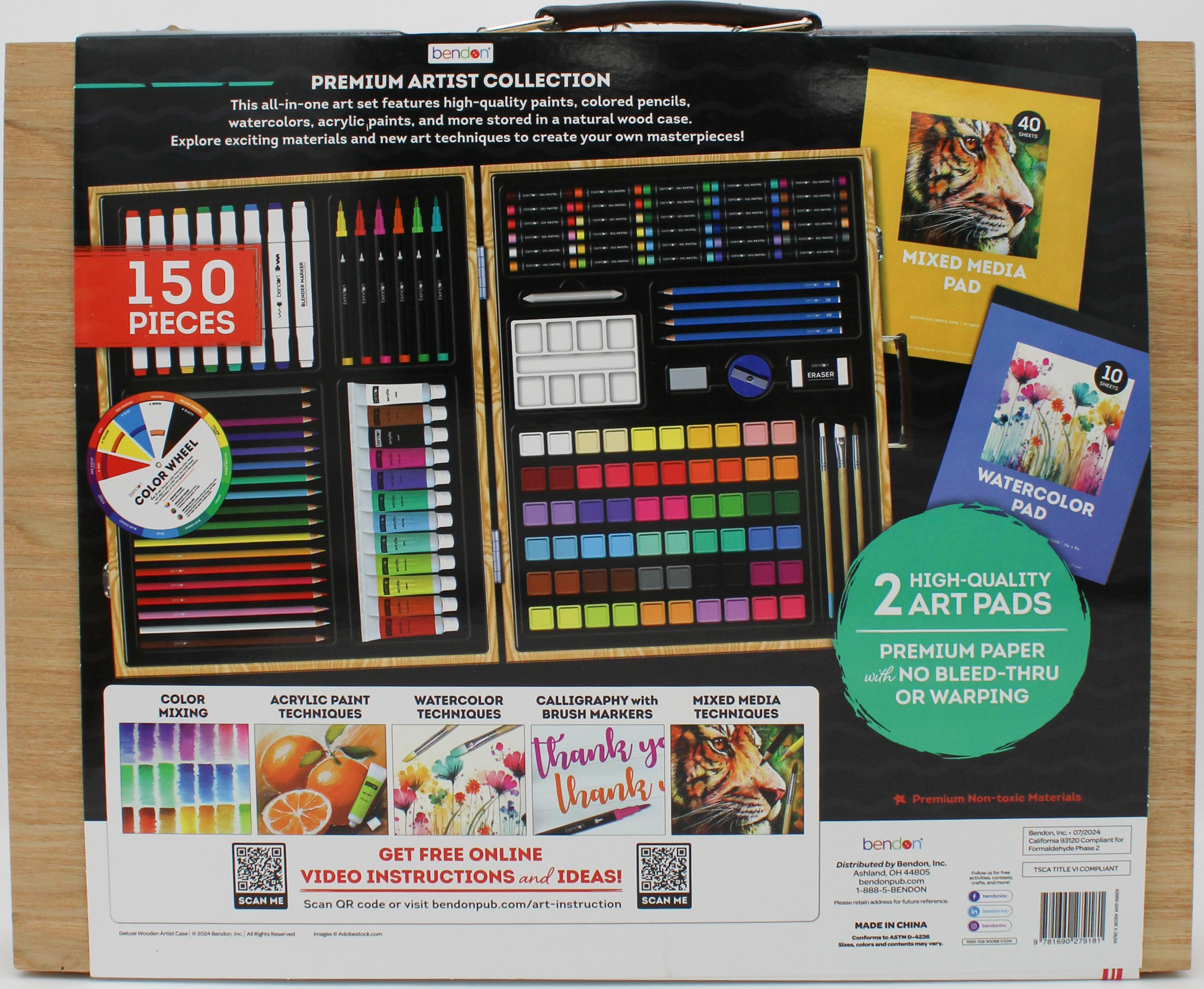 BENDON DELUXE WOODEN ARTIST CASE 150PC.