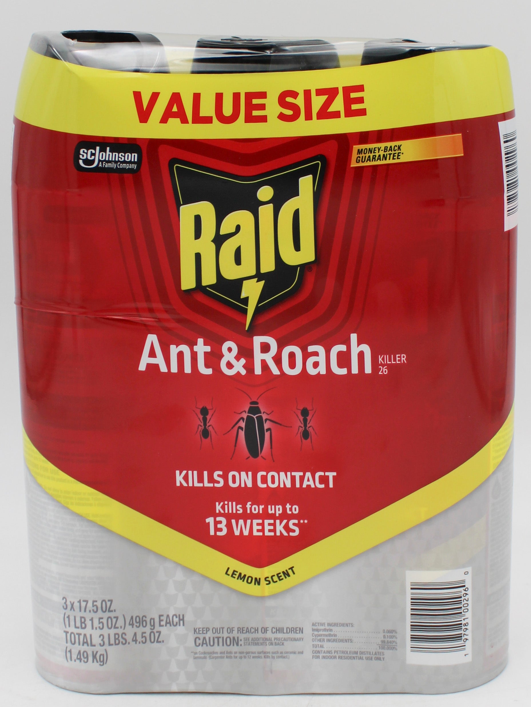 SP PEST2025 RAID ANT & ROACH 3CT 17.5oz LEMON SD