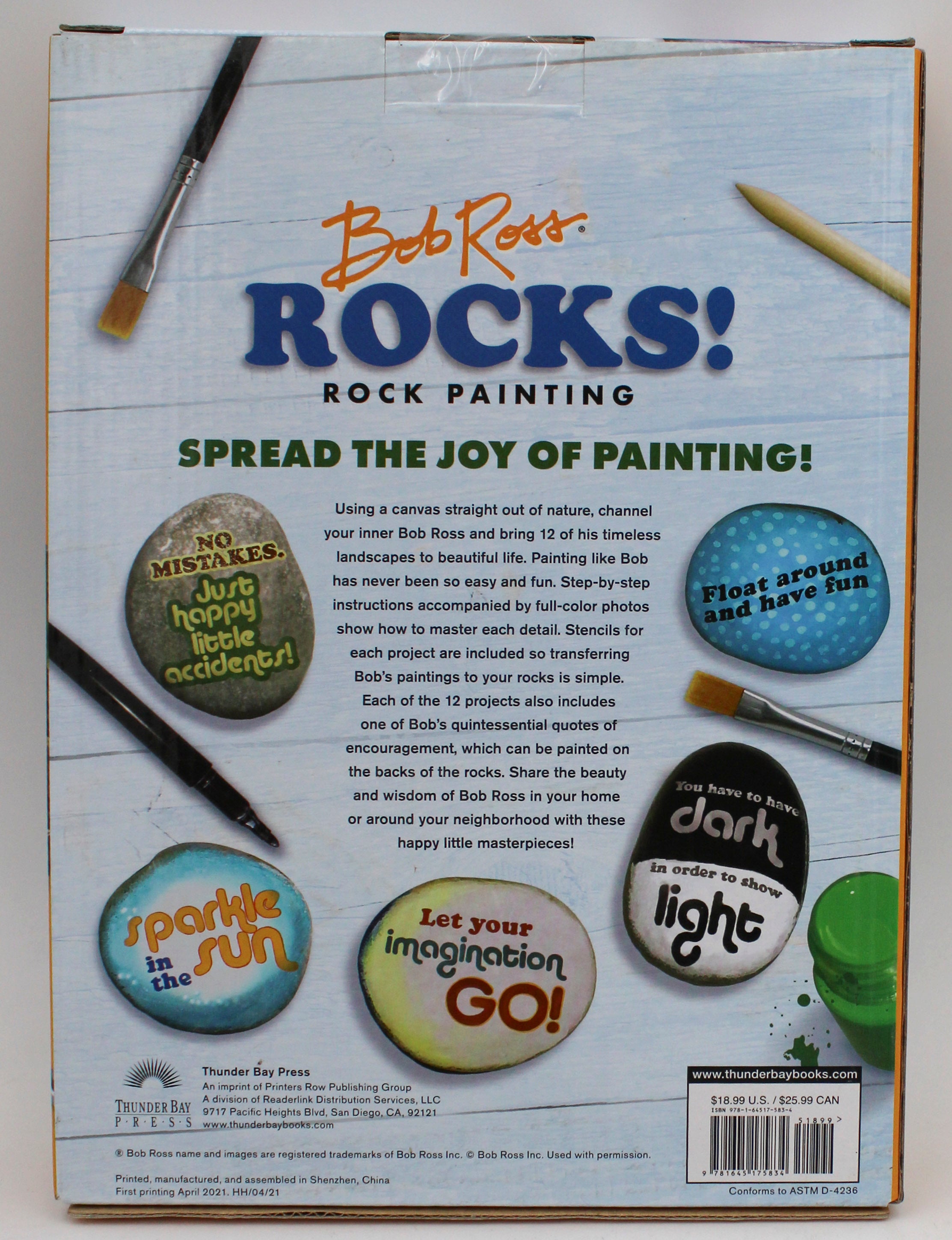 BOB ROSS ROCKS ROCK PAINTING KIT 48pg