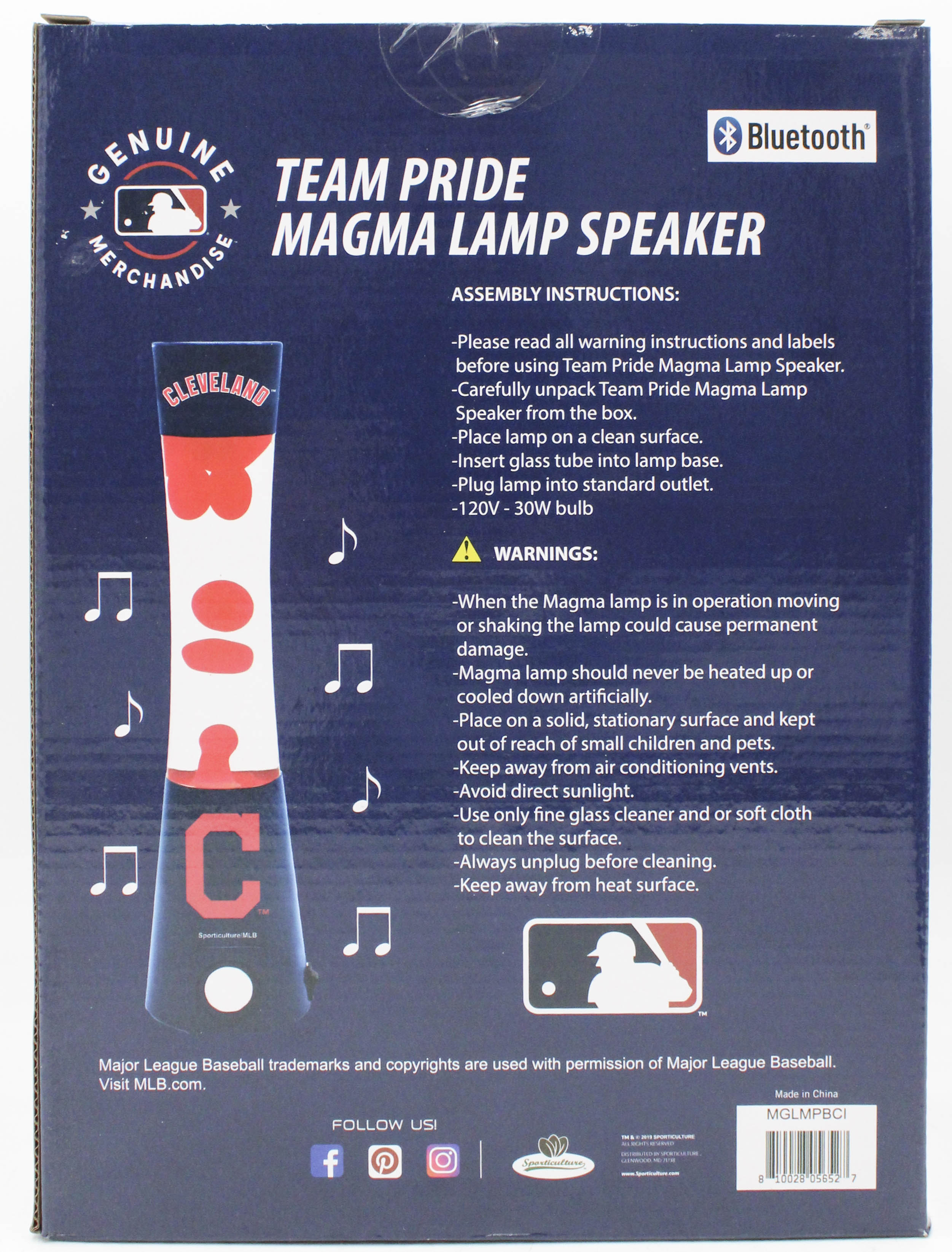 MLB CLEVELAND INDIANS LAVA LAMP SPEAKER 16.5"