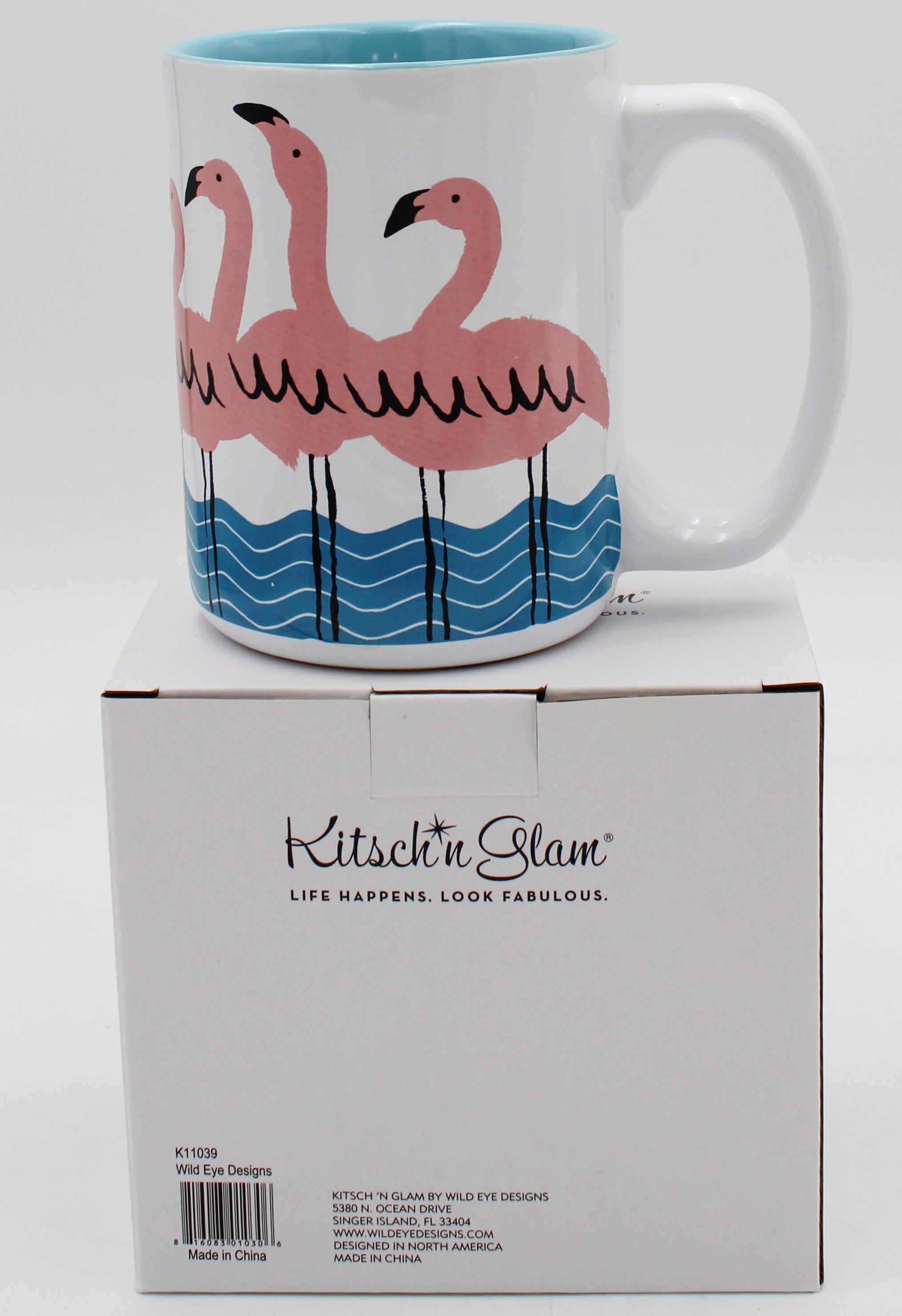 16oz CERAMIC MUG - WHITE FLAMINGO
