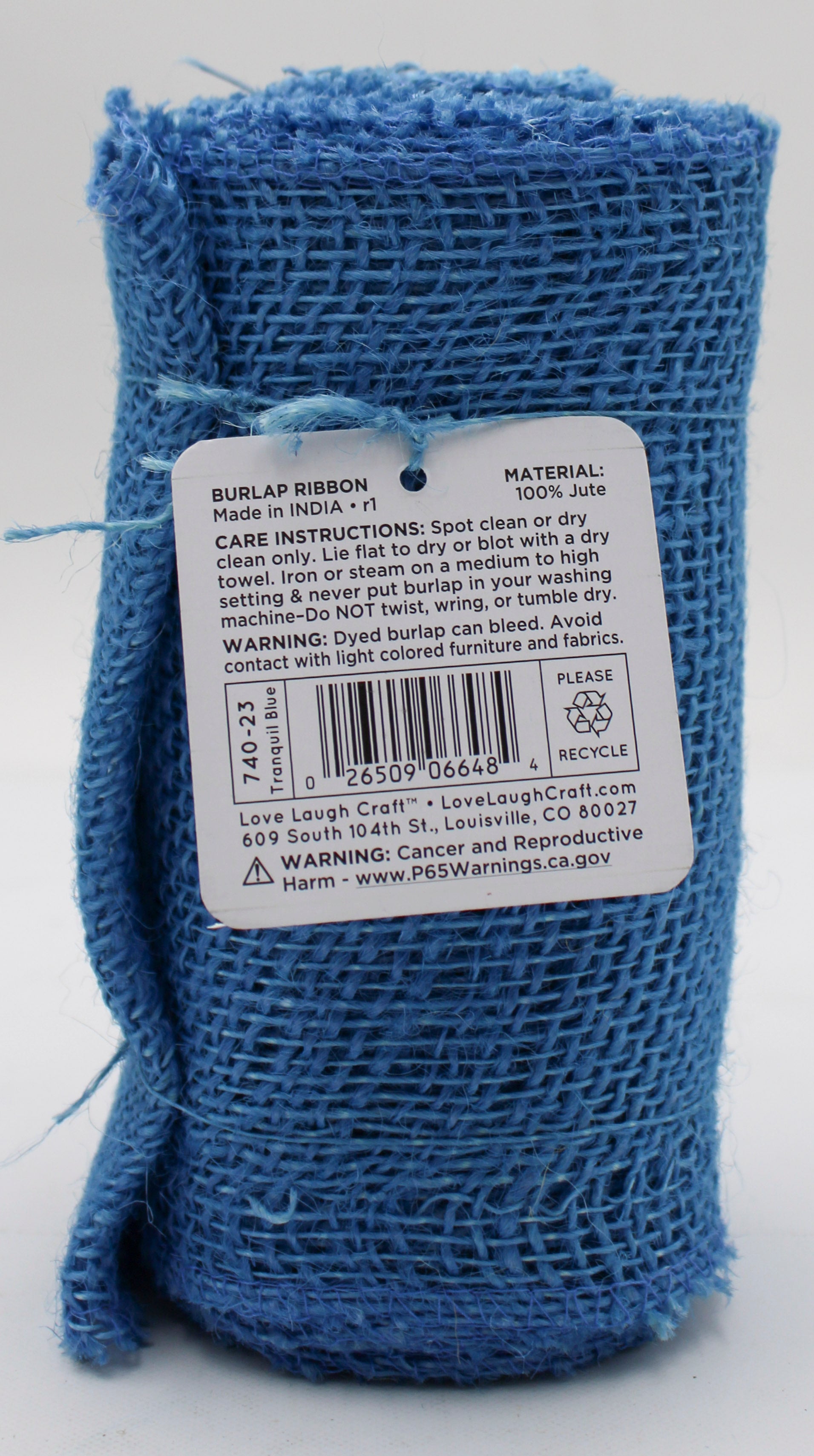 6 IN X 5 YD BURLAP RIBBON - TRANQUIL BLUE