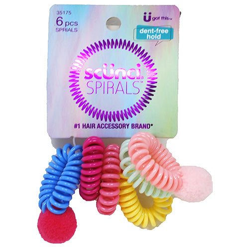 Scunci Spiral Hair Ties Assorted 6-Pack
