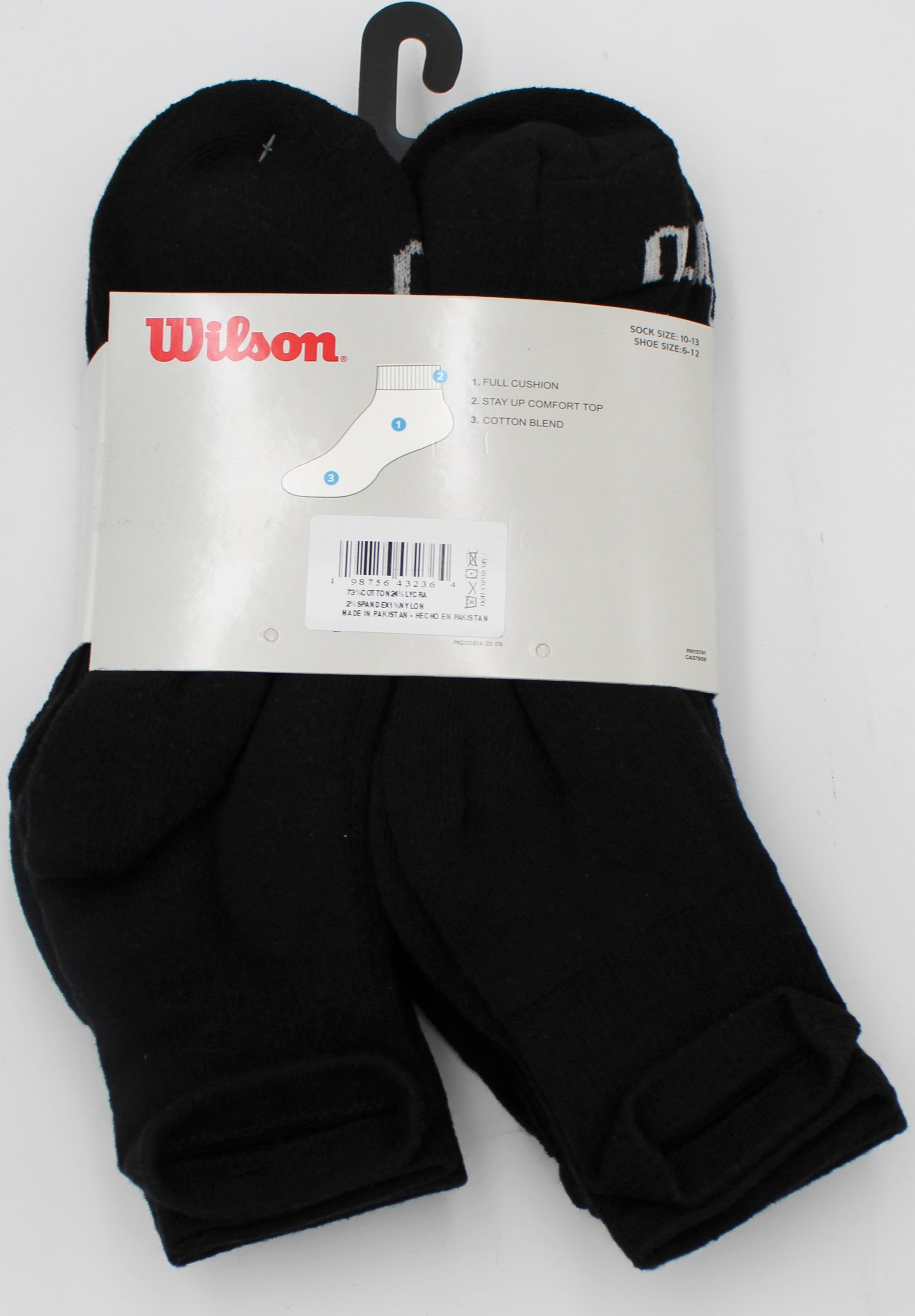 8PK WILSON MENS ANKLE SOCKS - BLACK NI