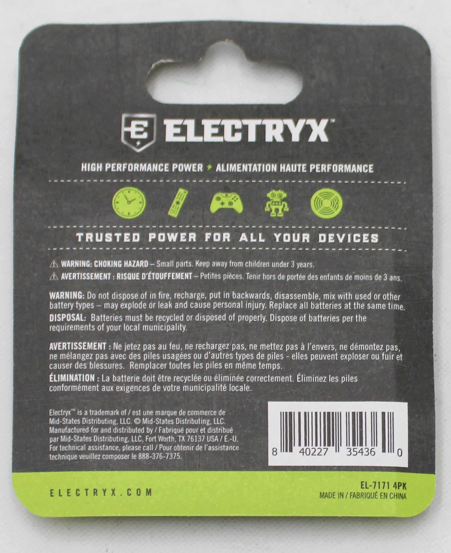ELECTRYX AAA AKALINE BATTERIES 4CT EXP.07/2029