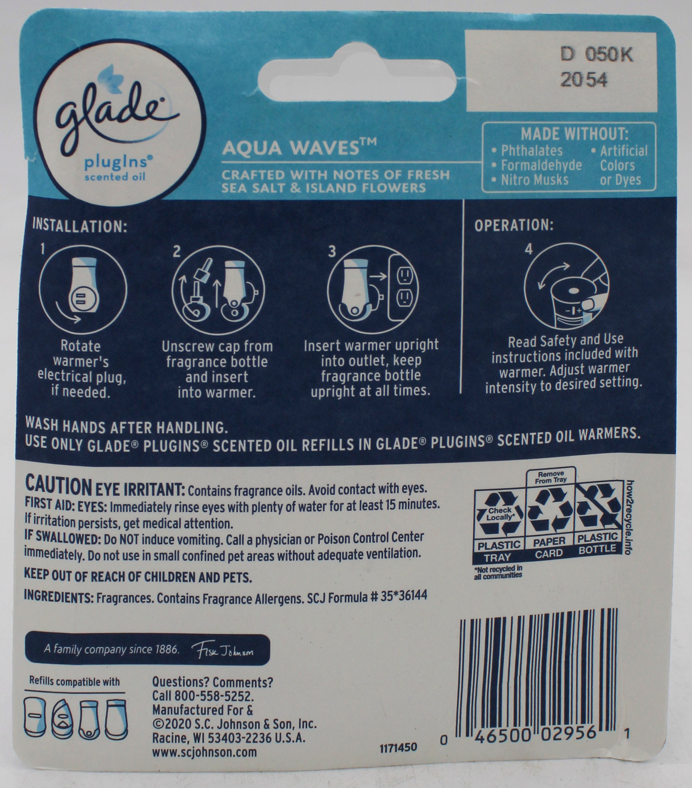 SP GLADE PLUGINS SCENTED 2REFILLS 1.34oz AQUA WAVES