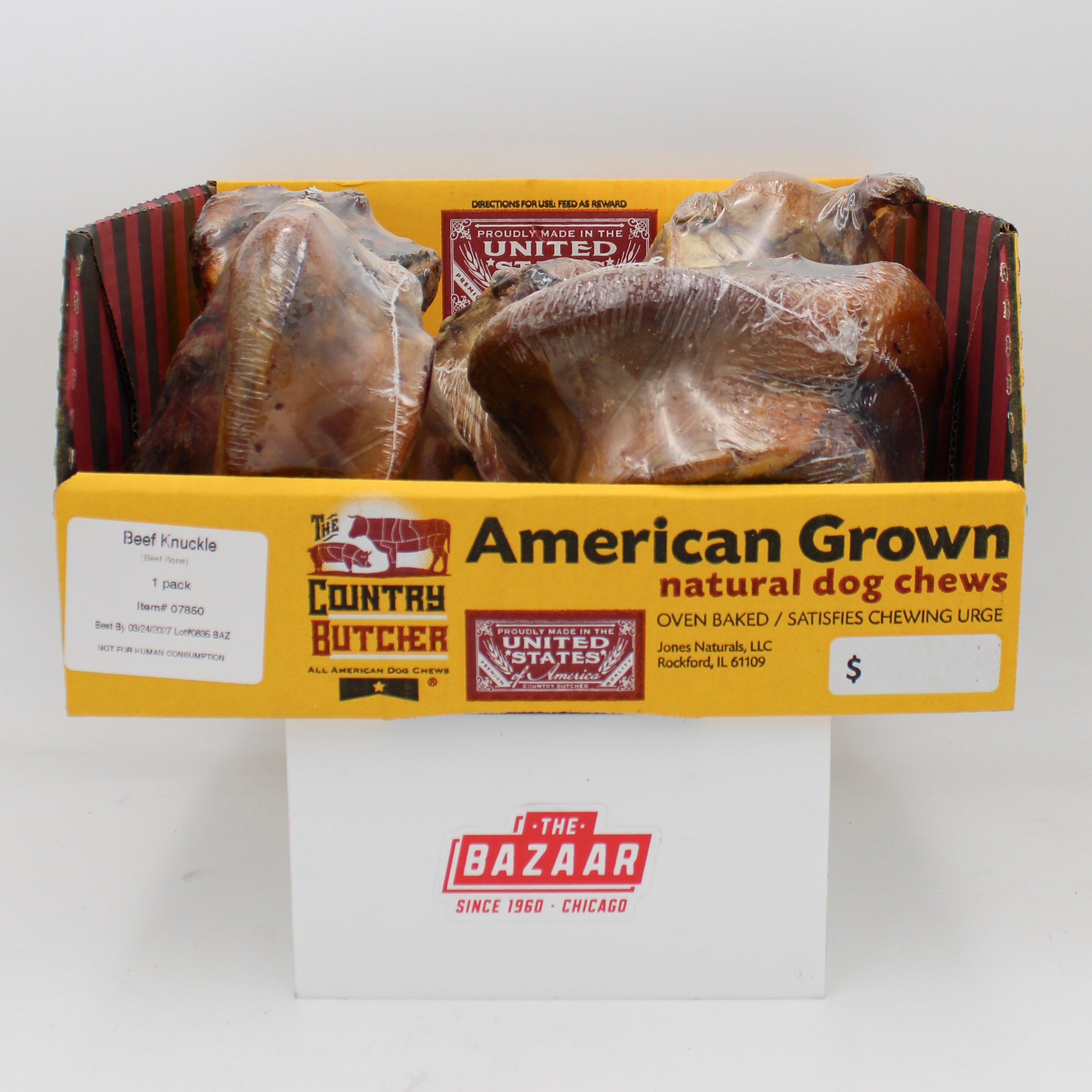 THE COUNTRY BUTCHER NATURAL DOG CHEWS KNUCLE BONE 1CT BEEF 9oz BB 03/24/27
