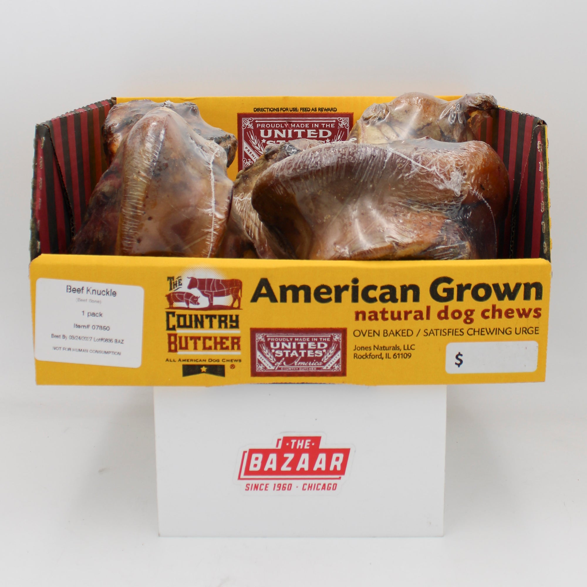 THE COUNTRY BUTCHER NATURAL DOG CHEWS KNUCLE BONE 1CT BEEF 9oz BB 03/24/27