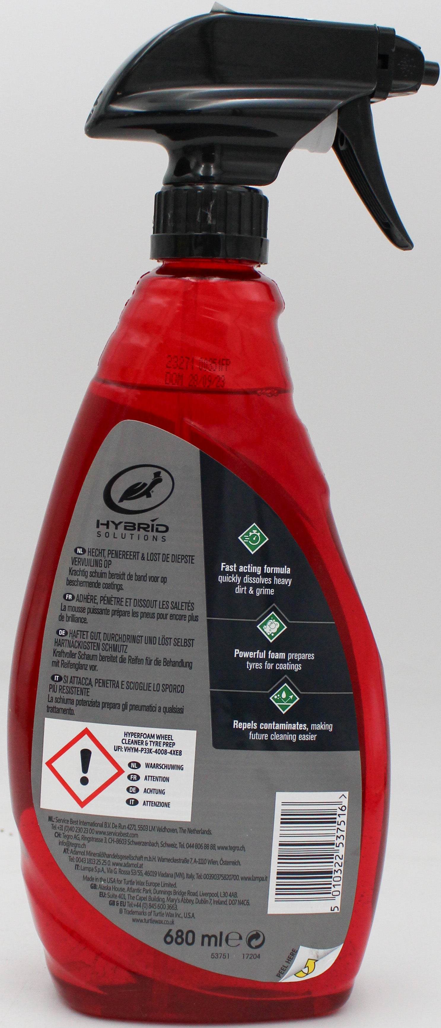 SP TURTLE WAX HYBRID SOLUTION HYPER FOAM WHEEL CLEANER & TIRE PREP 680 ml