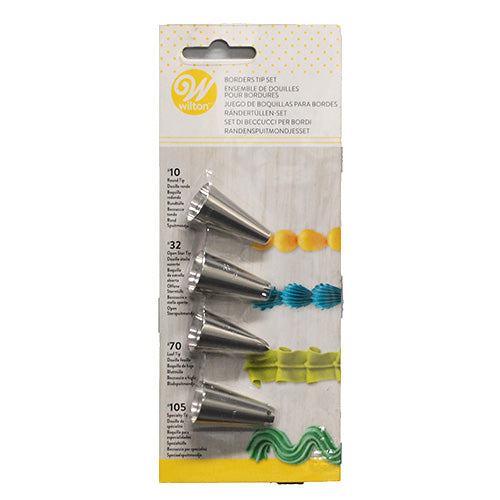 WILTON STAINLESS STEEL BORDER TIP SET 4CT