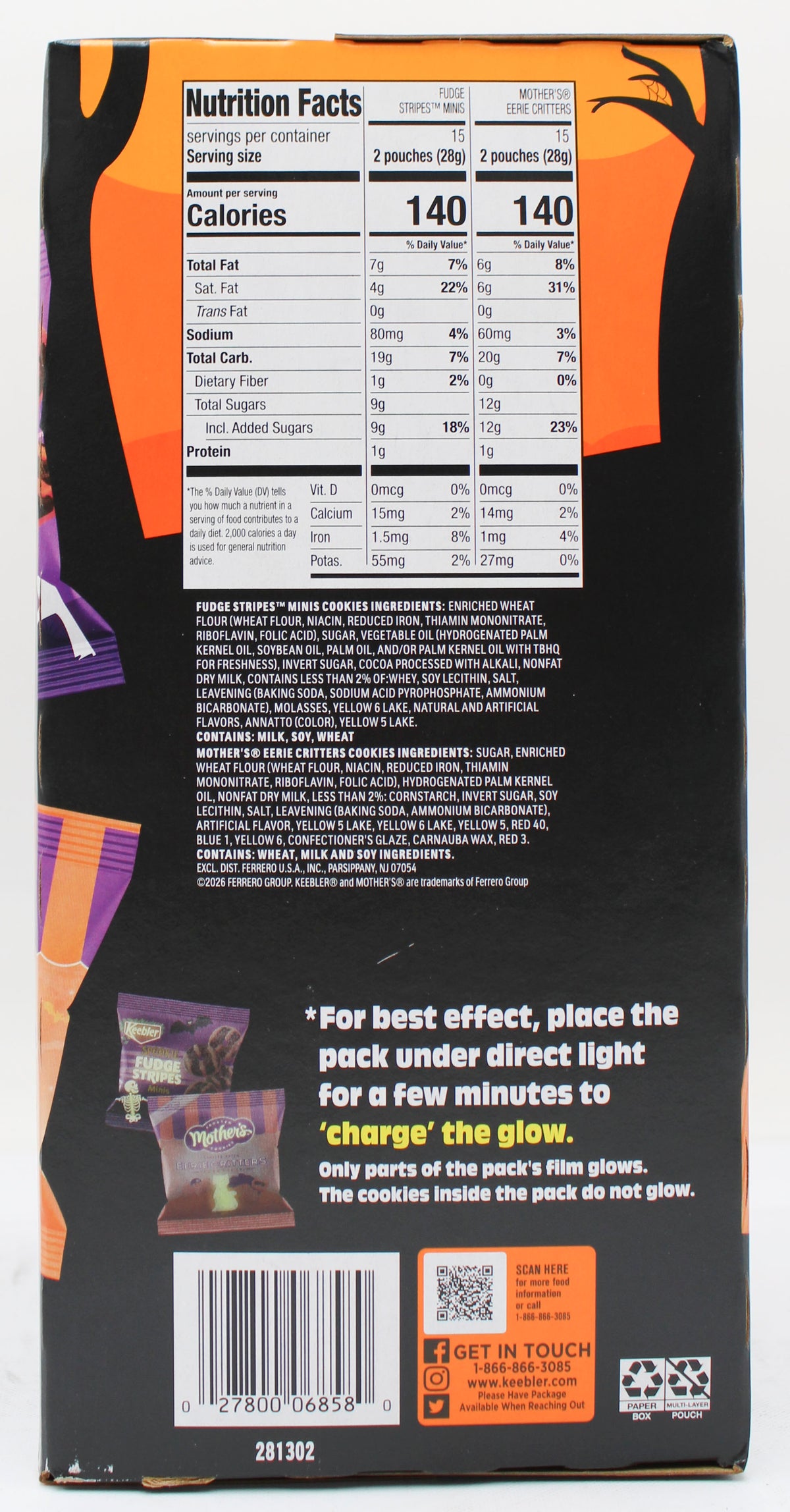 KEEBLER HALLOWEEN VARIETY SNACK BOX 30ct BB 2/22/27