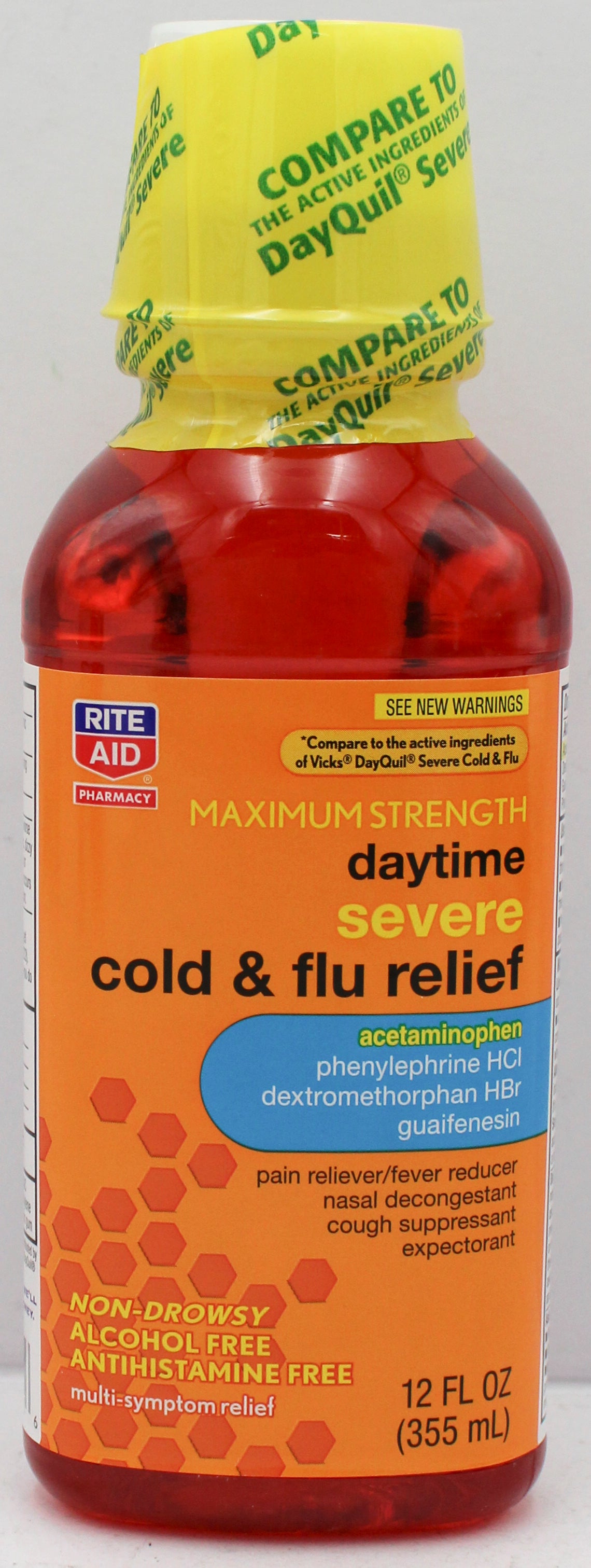 RITE AID DAYTIME SEVERE COLD & FLU RELIEF MAXIMUM STRENGTH 12oz EXP 2/28/2027 COMPARES TO Dayquil