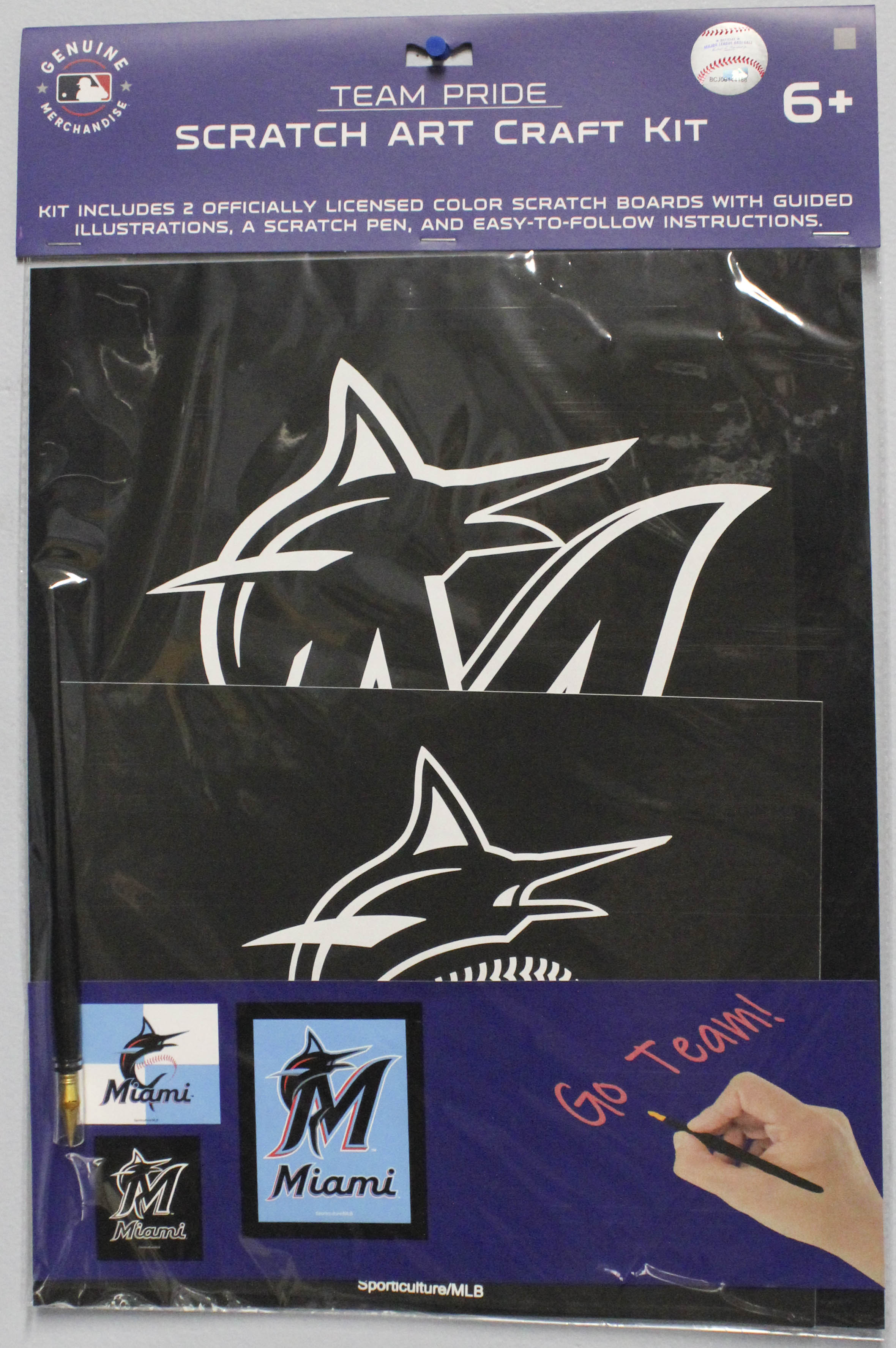 MLB MIAMI MARLINS SCRATCH ART CRAFT KIT