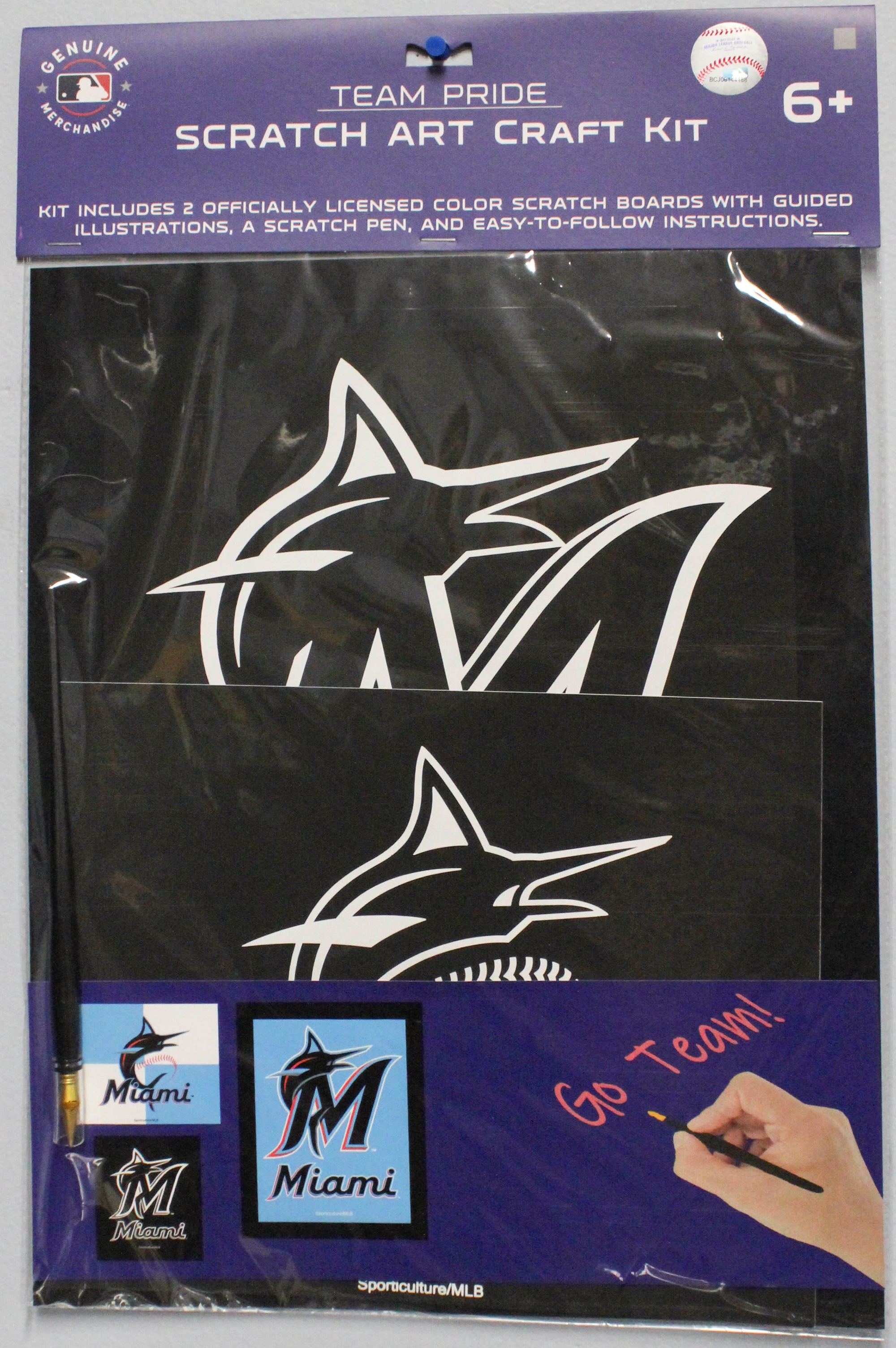 OFFICIALLY LICENSED MIAMI MARLINS SCRATCH ART CRAFT KIT