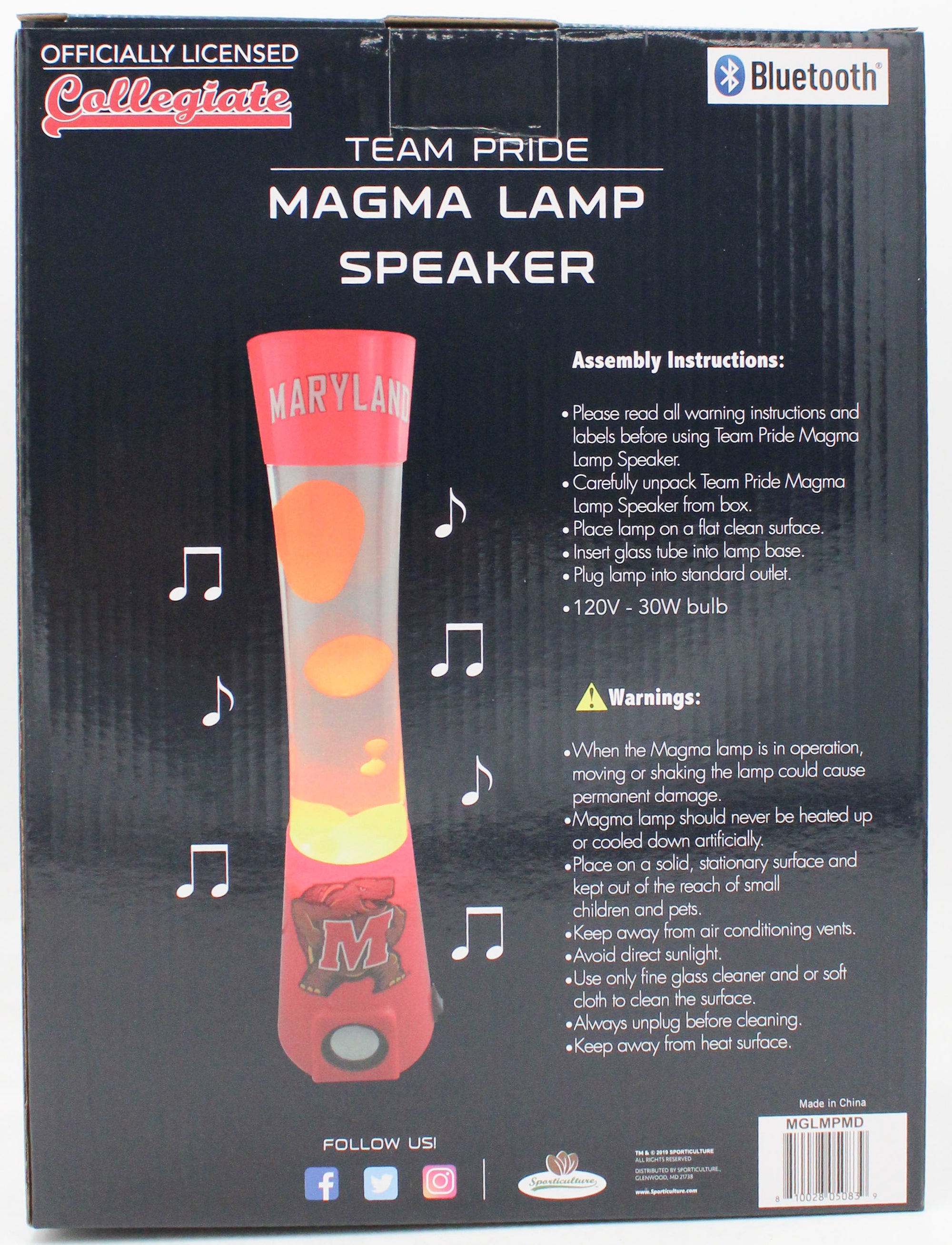 MARYLAND TERRAPINS LAVA LAMP SPEAKER 16.5"