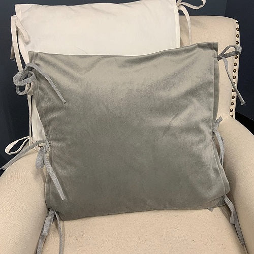 GRAY SIDE TIES 18" PILLOW COVER