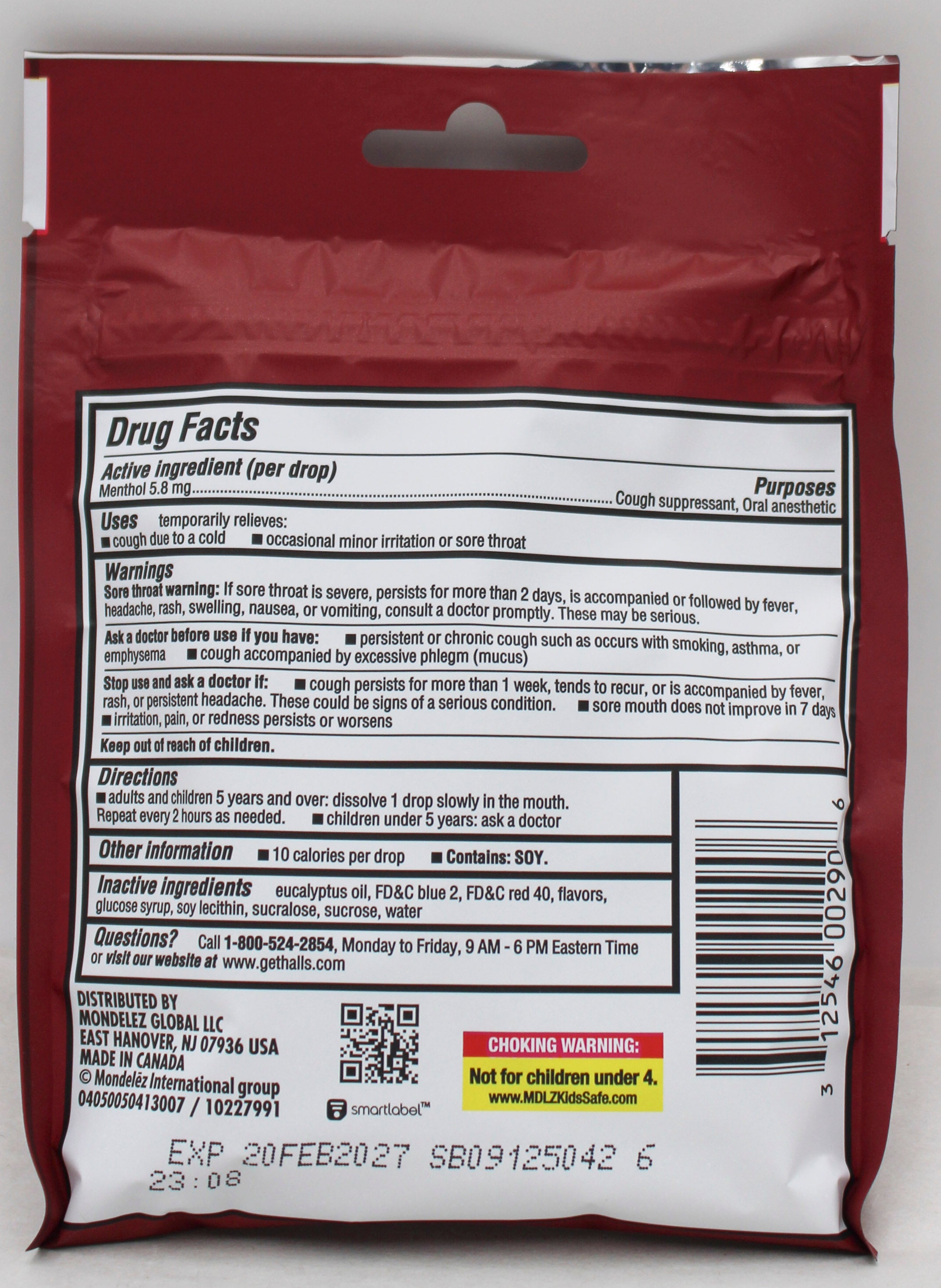 HALLS CHERRY COUGH DROPS EXP 2/20/27