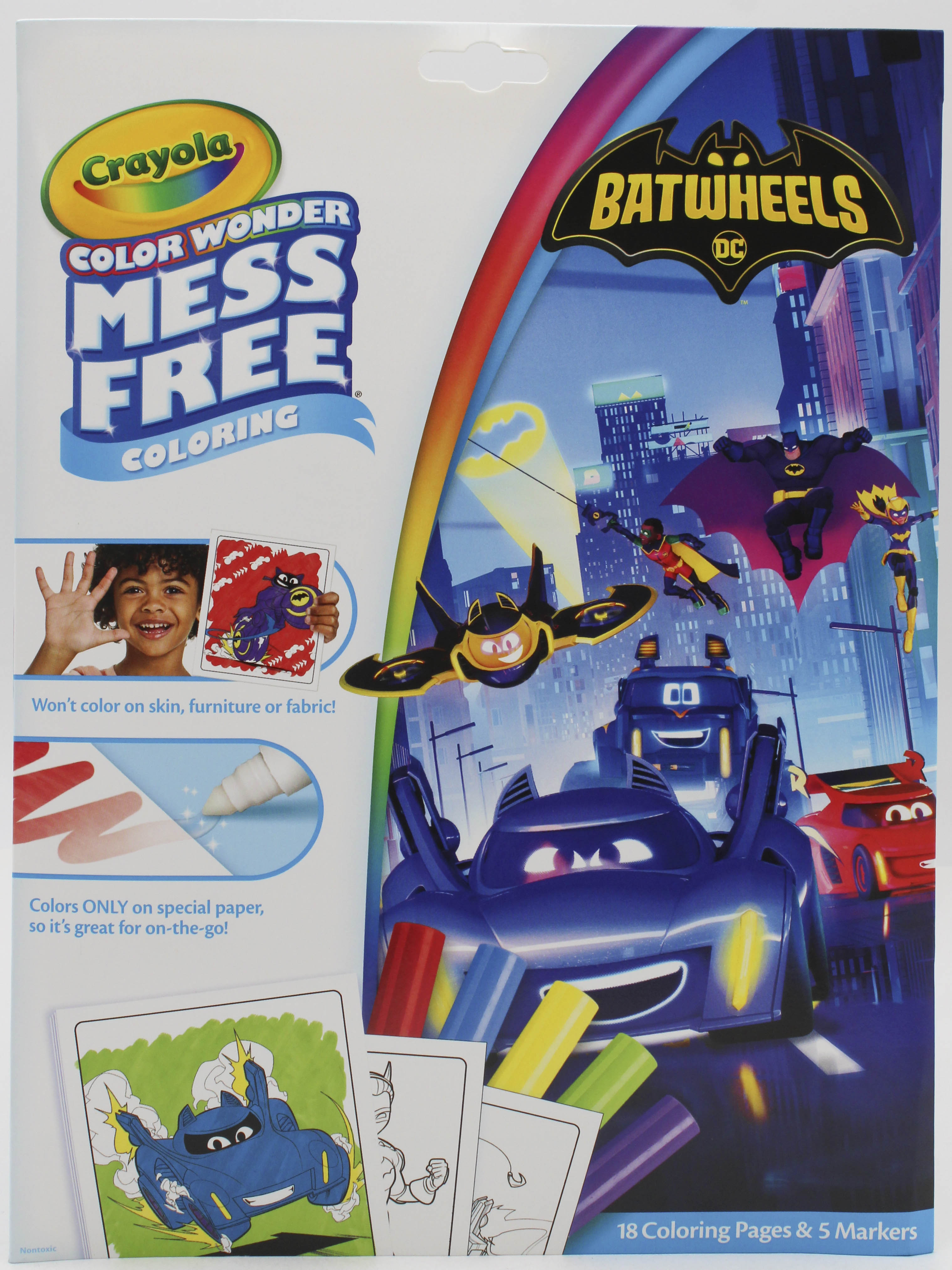 CRAYOLA COLOR WONDER COLORING PAD & MARKERS, BATWHEELS NI