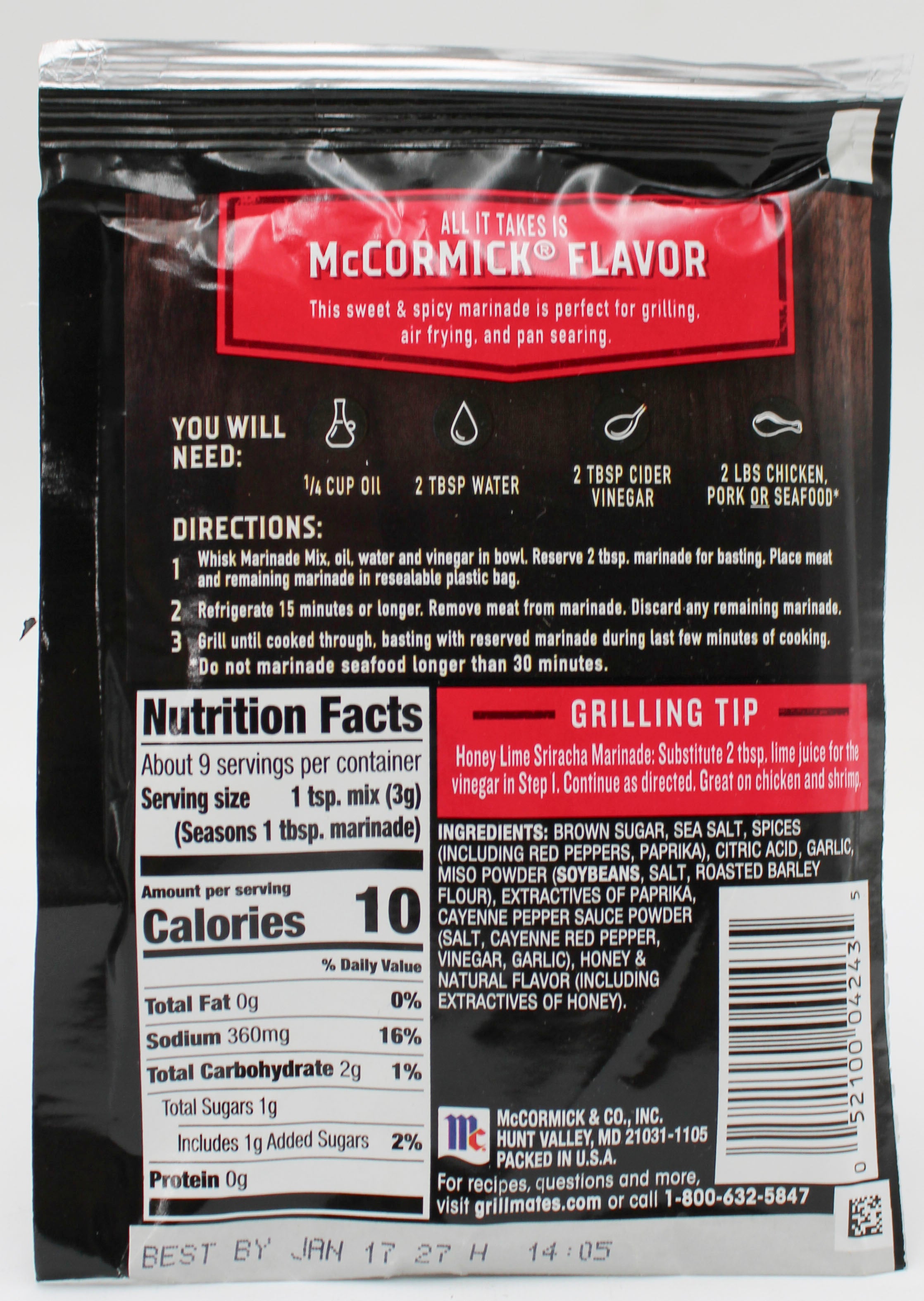 GRILLMATES HONEY SRIRACHA MARNADE 1 OZ  BB 1/17/27