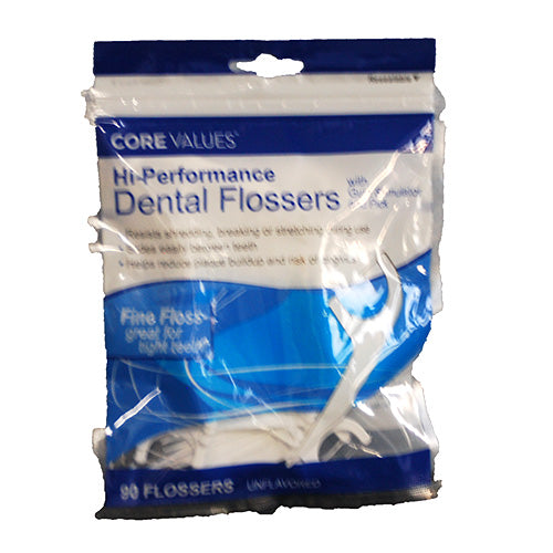 CORE VALUES DENTAL FLOSSERS 90CT-NOT FLAVORED