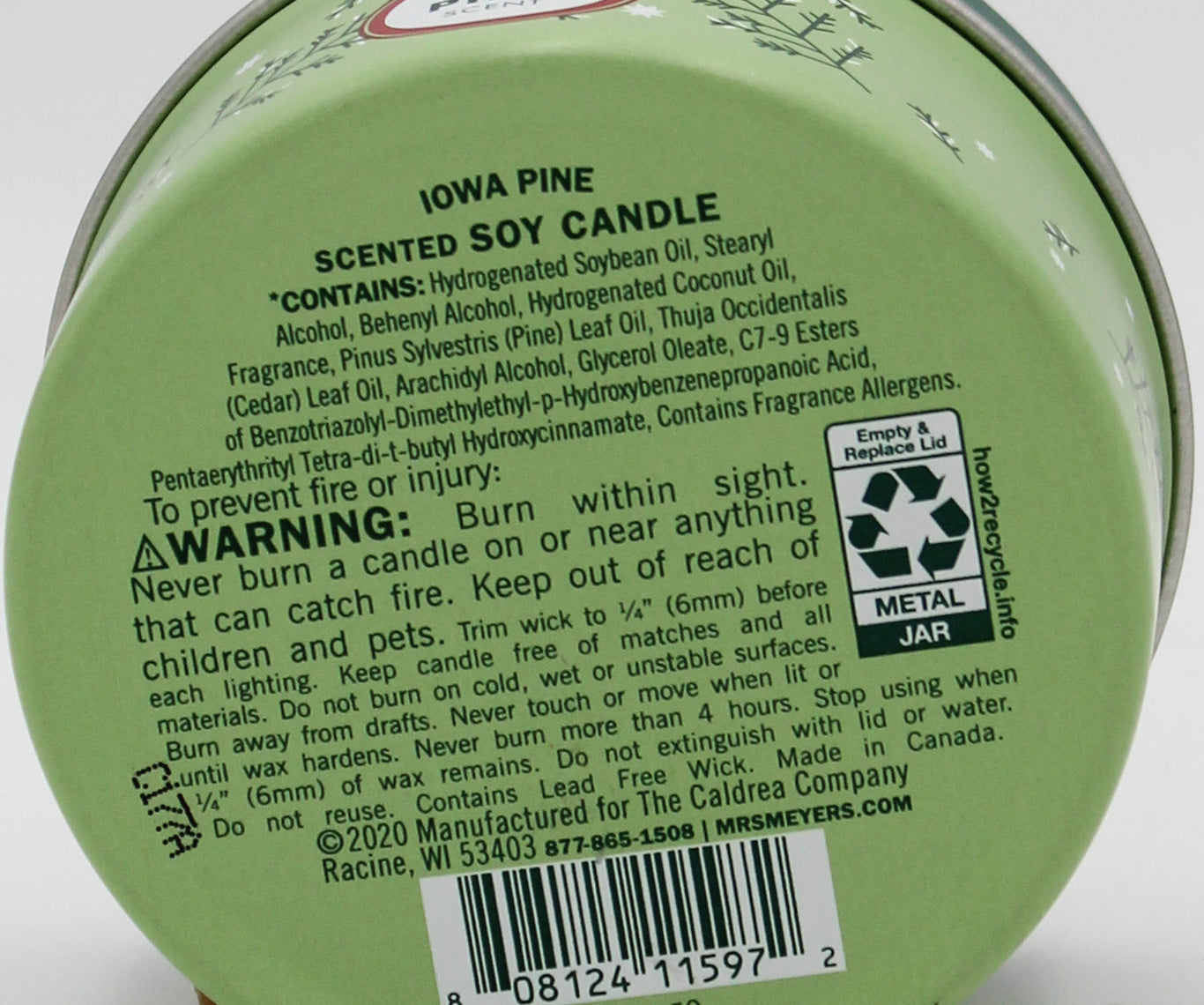 MRS MEYERS TIN CANDLE IOWA PINE 2.9oz US
