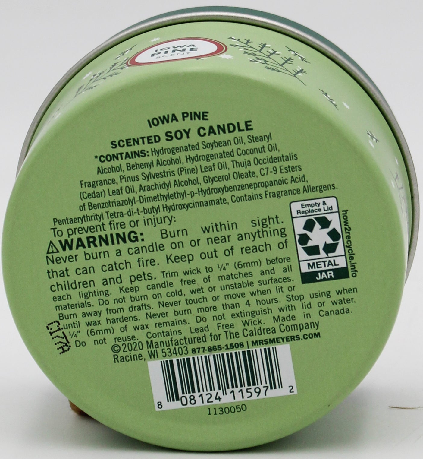 MRS MEYERS TIN CANDLE IOWA PINE 2.9oz US