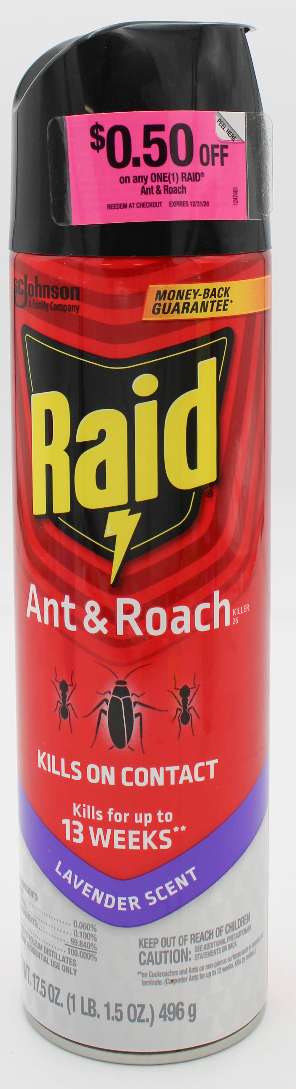 SP RAID ANT & ROACH KLLR 17.5oz-LAVENDER WITH COUPON