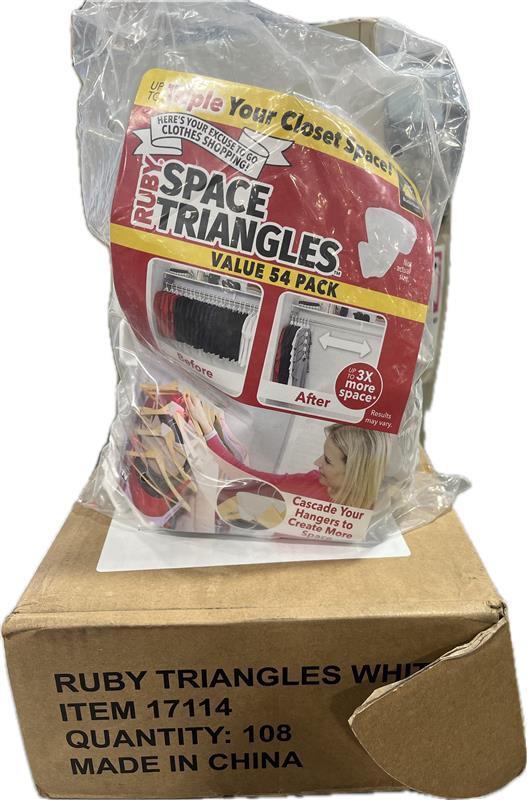 SP Ruby Space Saving White Triangles 54-pk of Hanger bag NI