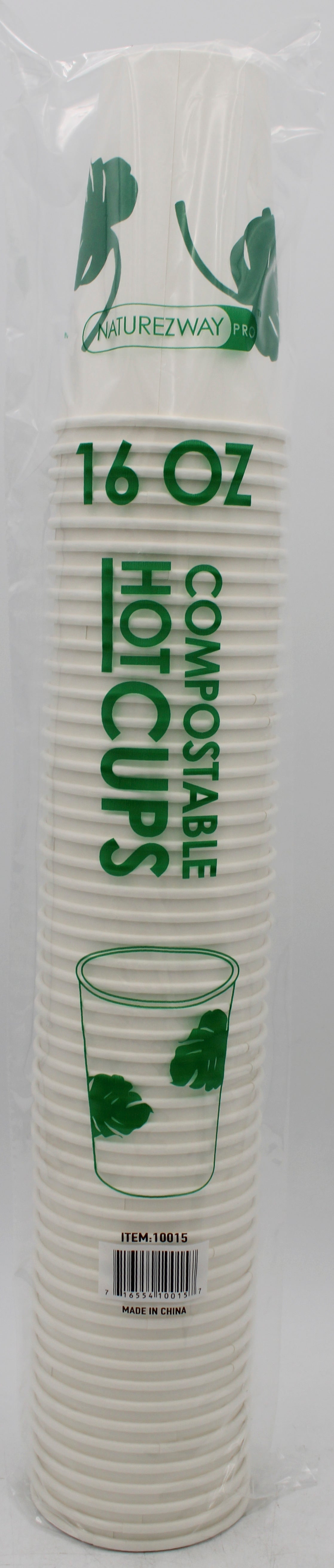 50CT 16OZ HOT BEVERAGE CUPS - COMPOSTABLE & NO UPC