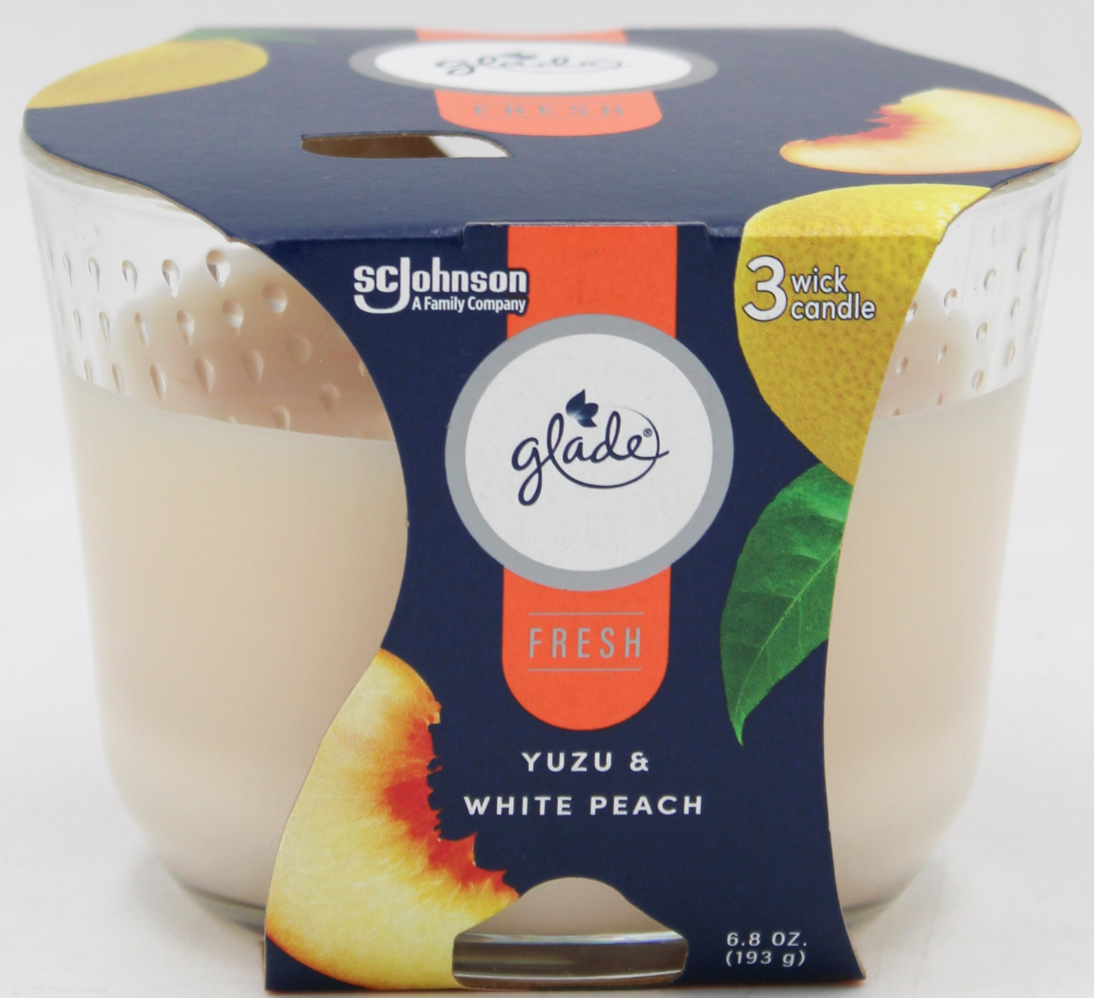 GLADE 3-WICK CANDLE FRESH YUZU & PEACH 6.8oz US