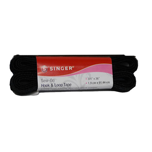 SINGER SEW ON HOOK AND LOOP VELCRO BLACK-3/4"X36"