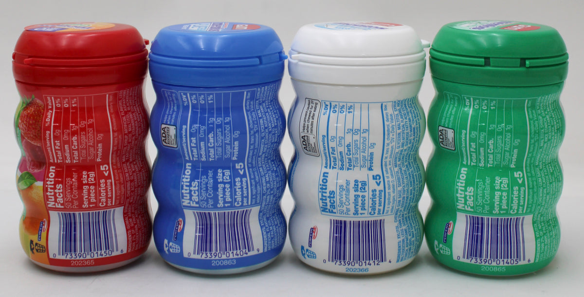 MENTOS GUM 4-FLAVOR CURVY BOTTLE, 48-UNIT FLOOR DISPLAY BB 2/1/27 NI