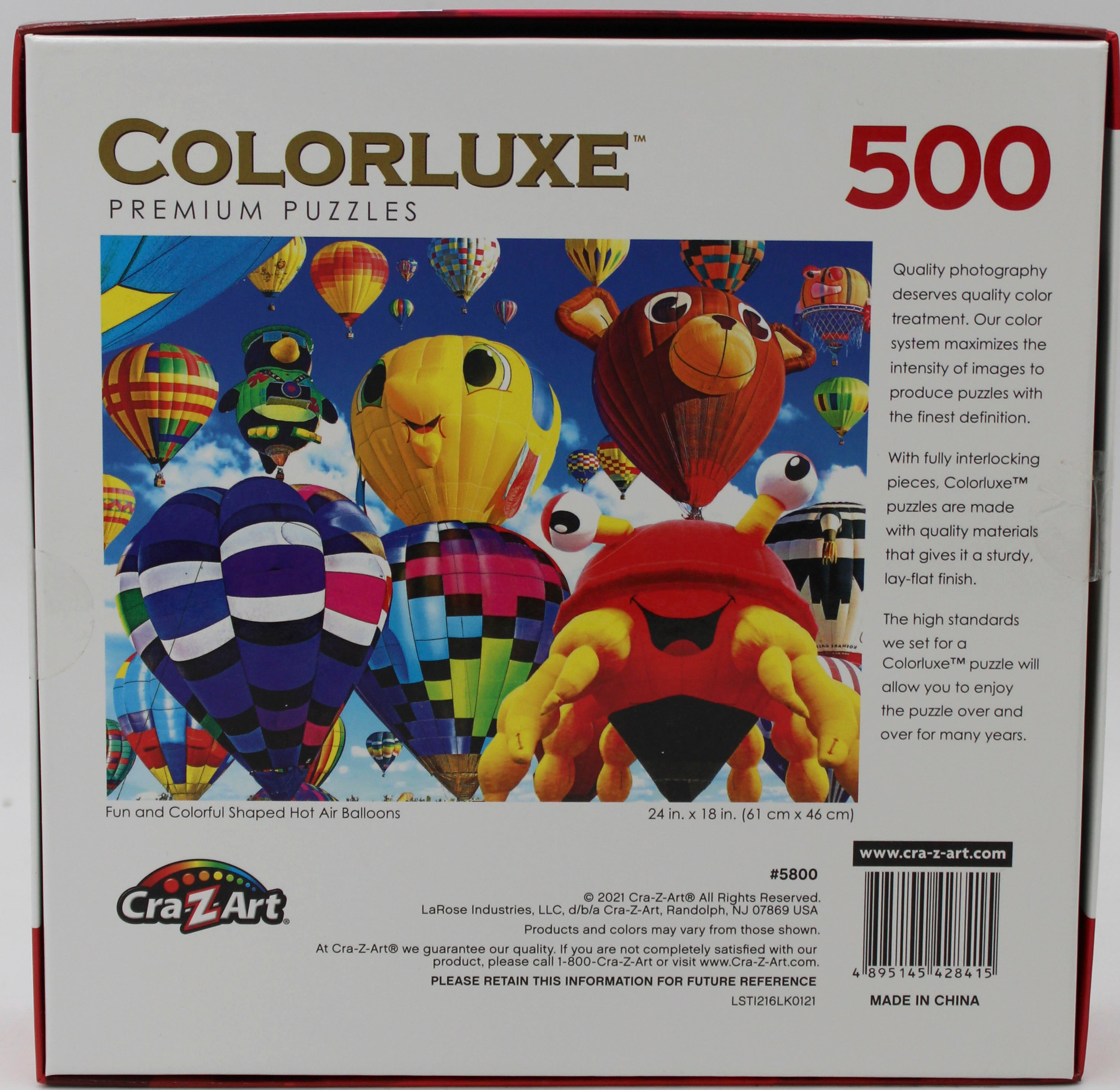 CRA-Z-ART COLORLUXE PUZZLE HOT AIR BALLOON 500PC