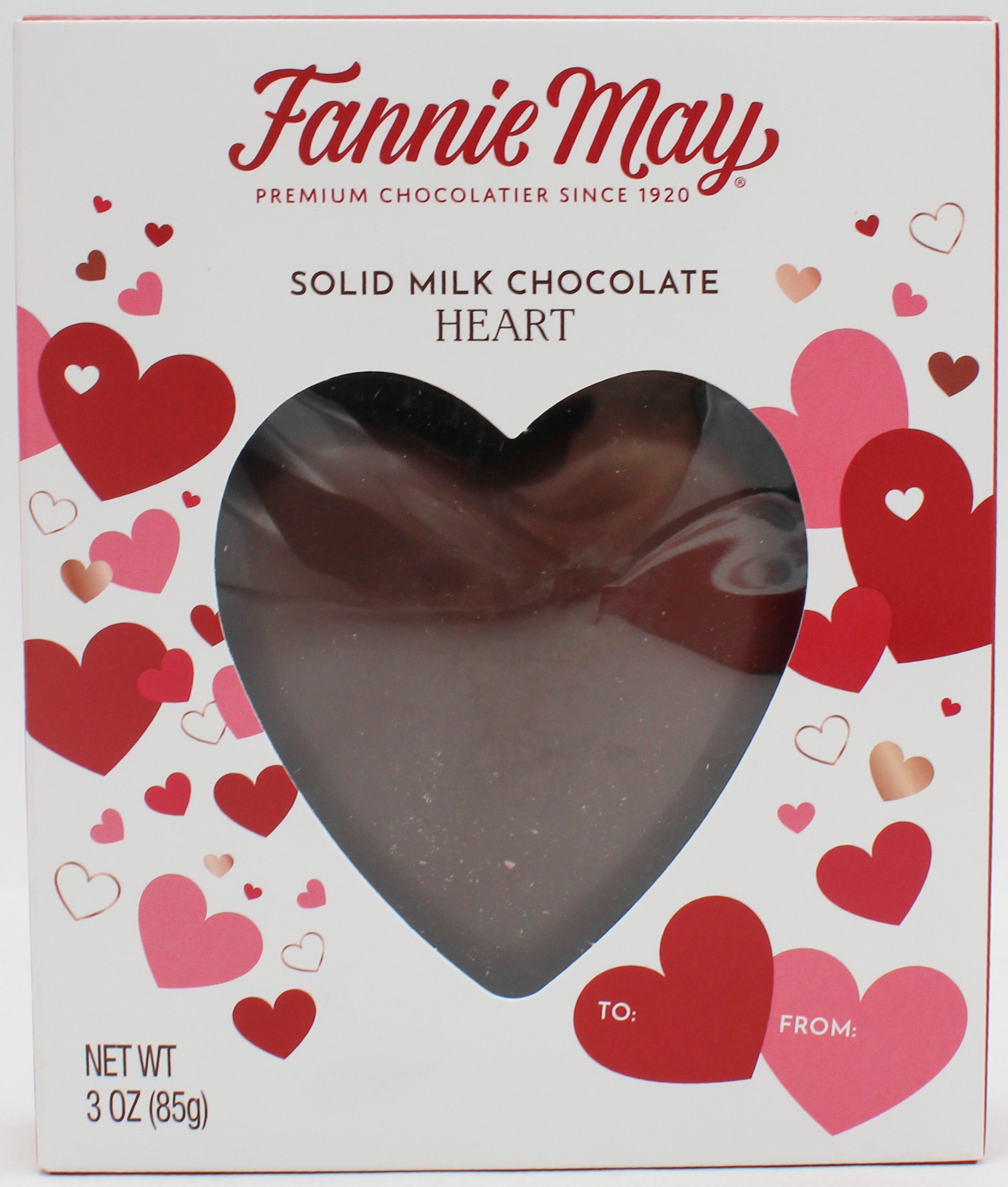 FANNIE MAY SOLID MILK CHOCOLATE HEART 3 Oz BB 9/16/26