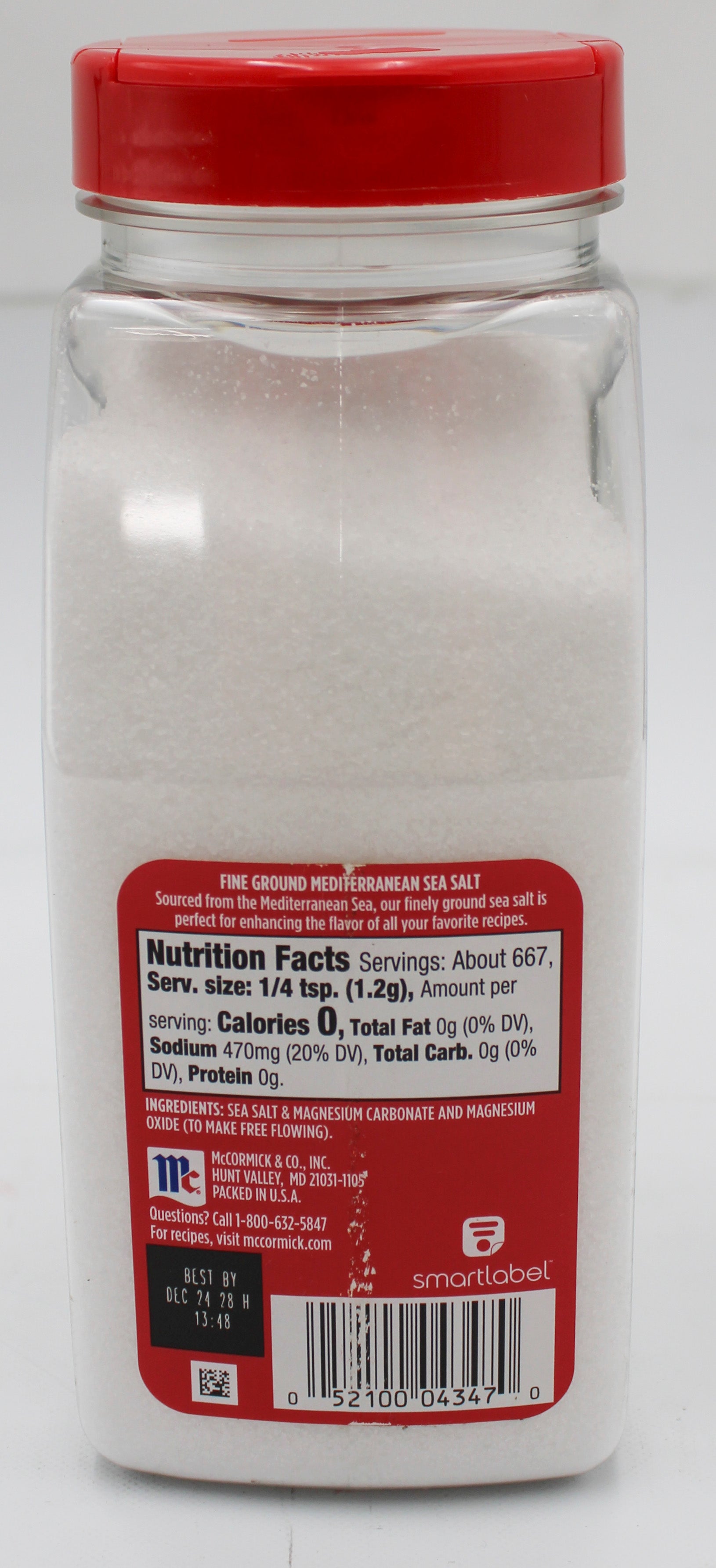 McCormick Mediterranean Sea Salt Fine 28.25oz Bulk