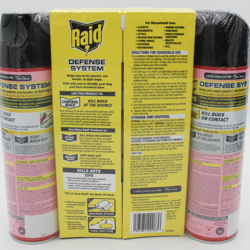 SP PEST2025 RAID ANT & ROACH 3CT  (2-17.5oz + 1-ANT BAITS 0.24oz) FRESH PRISTINE.