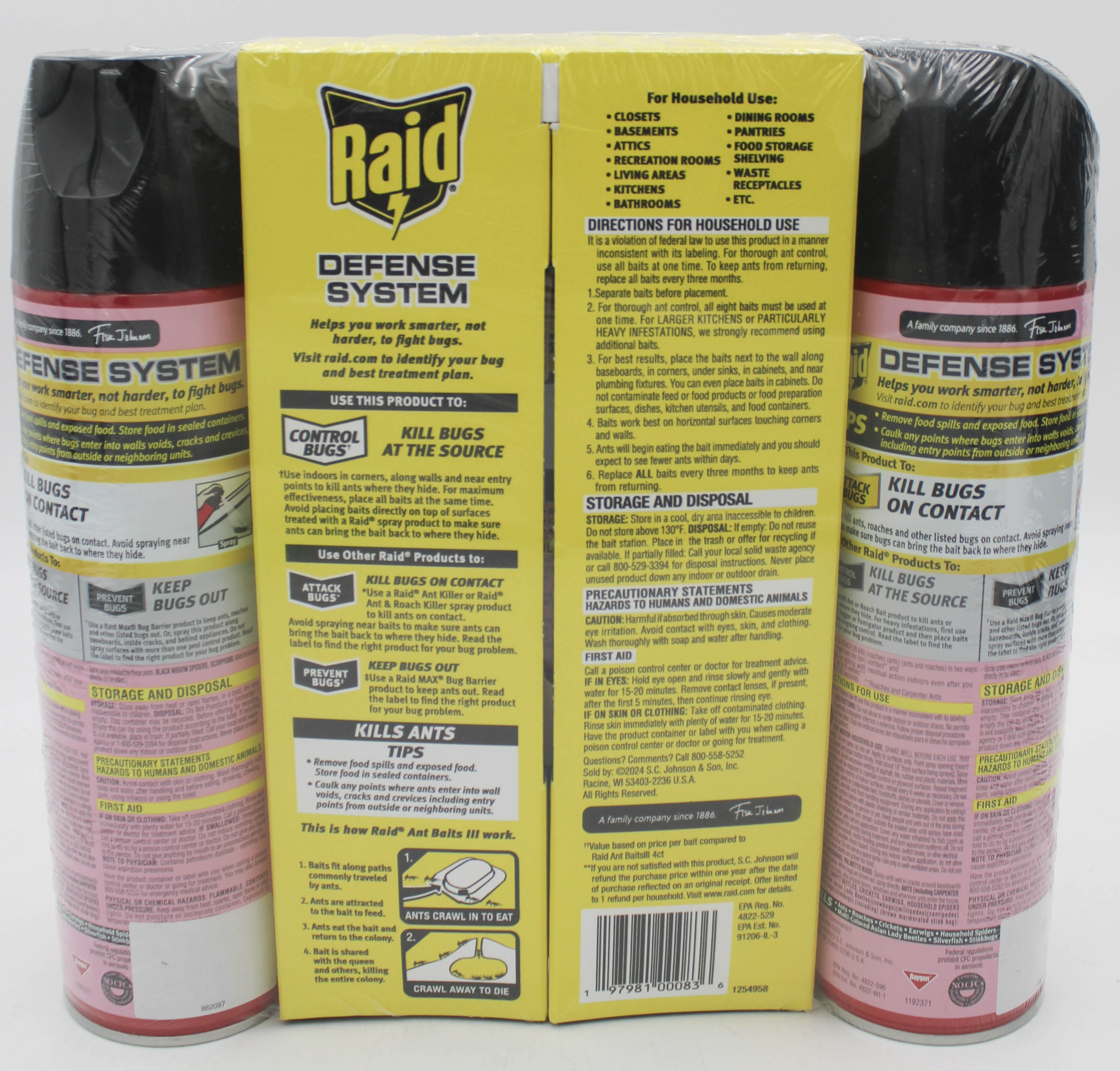 SP PEST2025 RAID ANT & ROACH 3CT  (2-17.5oz + 1-ANT BAITS 0.24oz) FRESH PRISTINE.