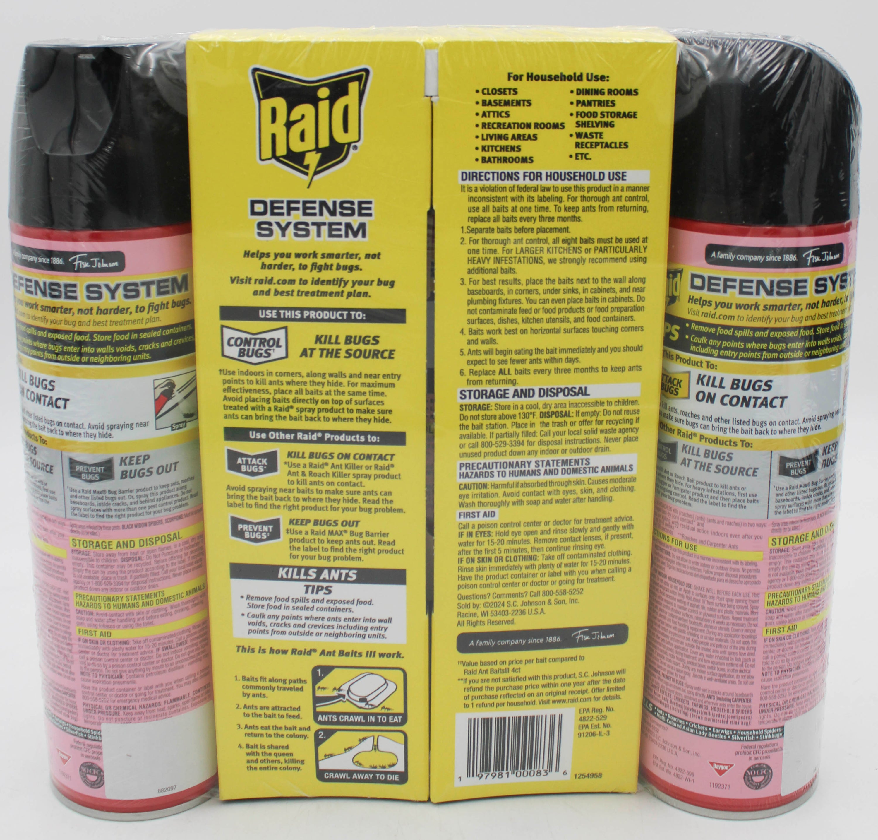 SP PEST2025 RAID ANT & ROACH 3CT  (2-17.5oz + 1-ANT BAITS 0.24oz) FRESH PRISTINE.