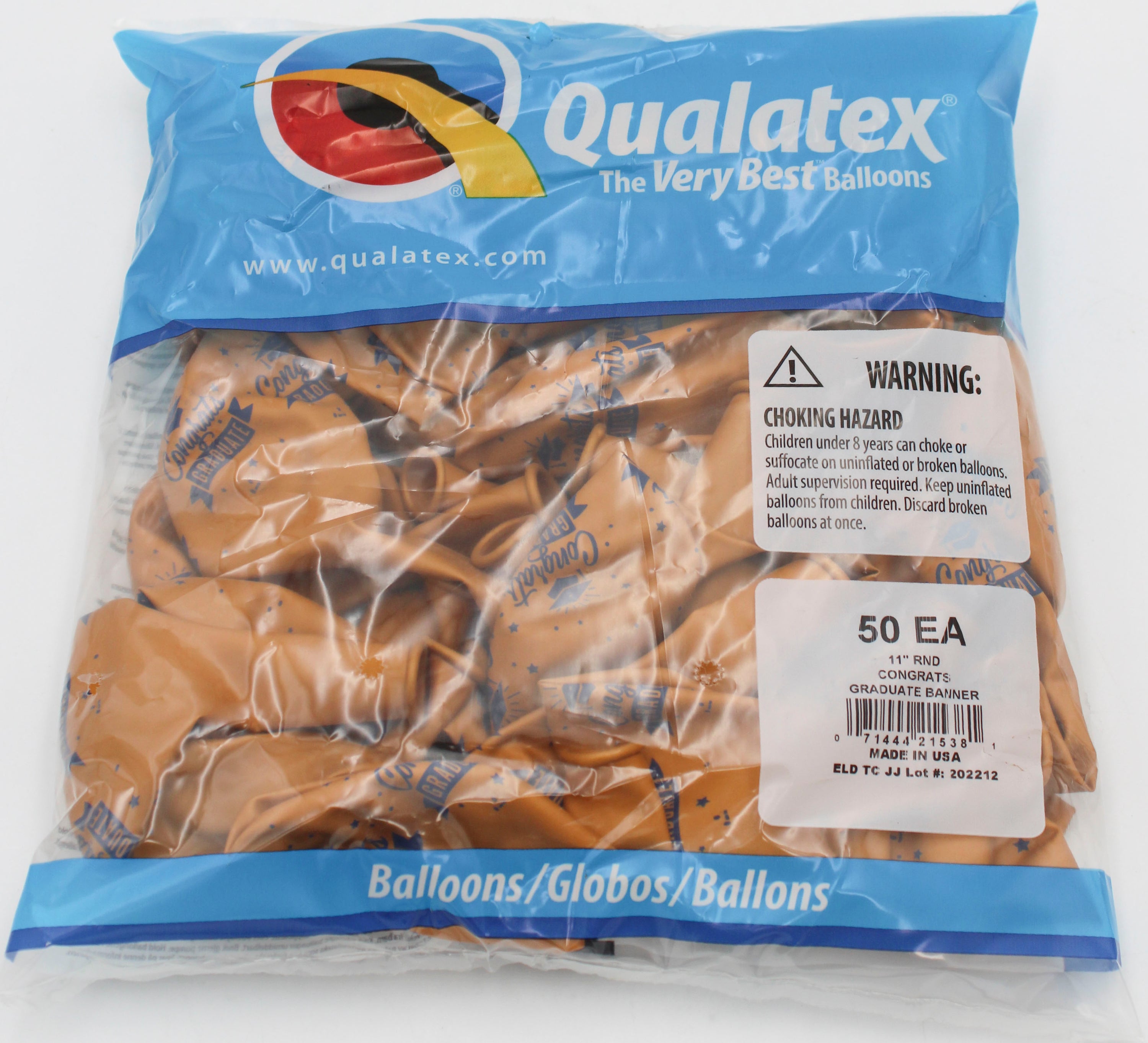 11" ROUND QX LATEX BALLOON GOLD 50CT CONGRATS GRADUATE BANNER