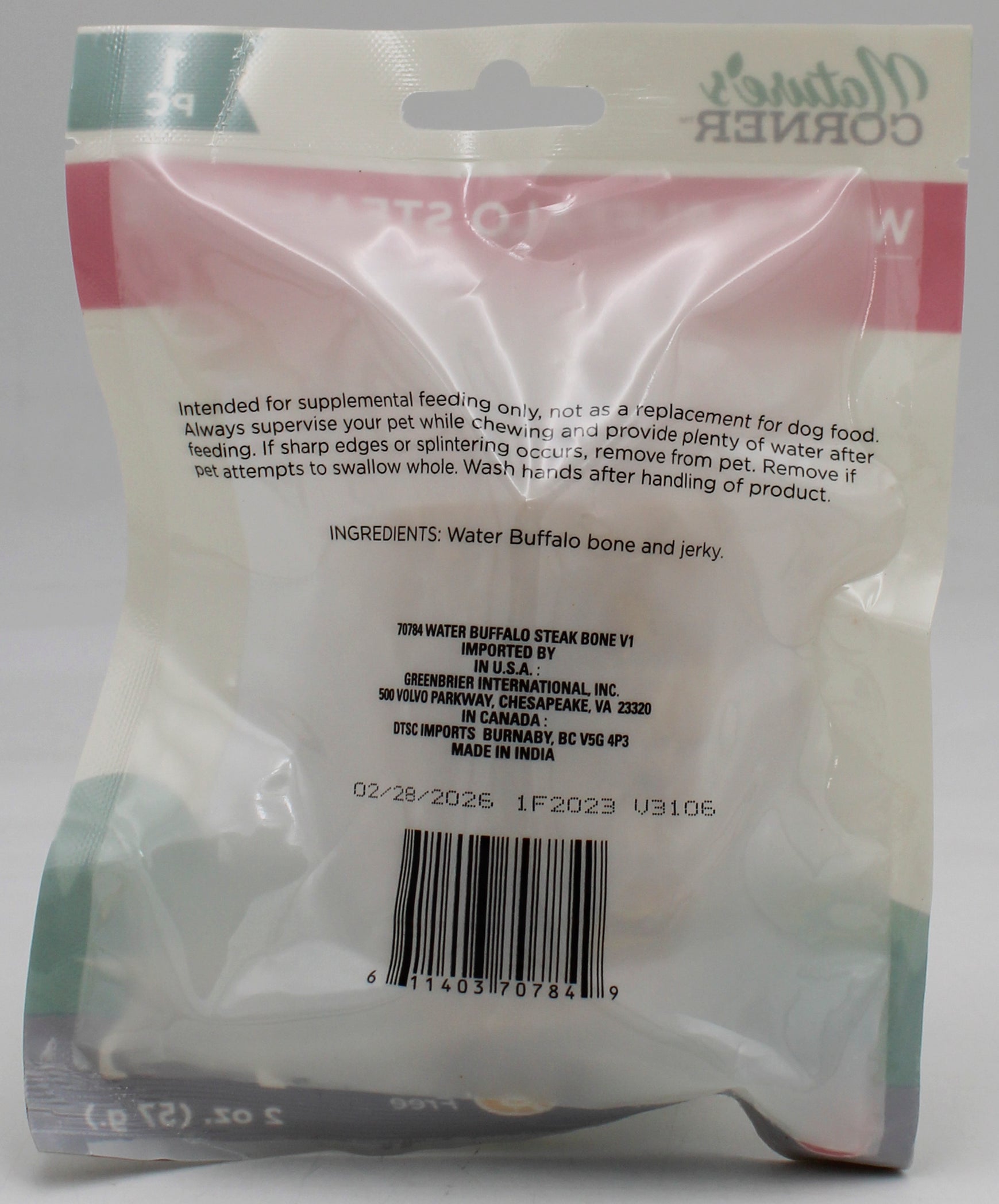 NATURE'S CORNER WATER BUFFALO STEAK BONE 2ozDOG CHEW