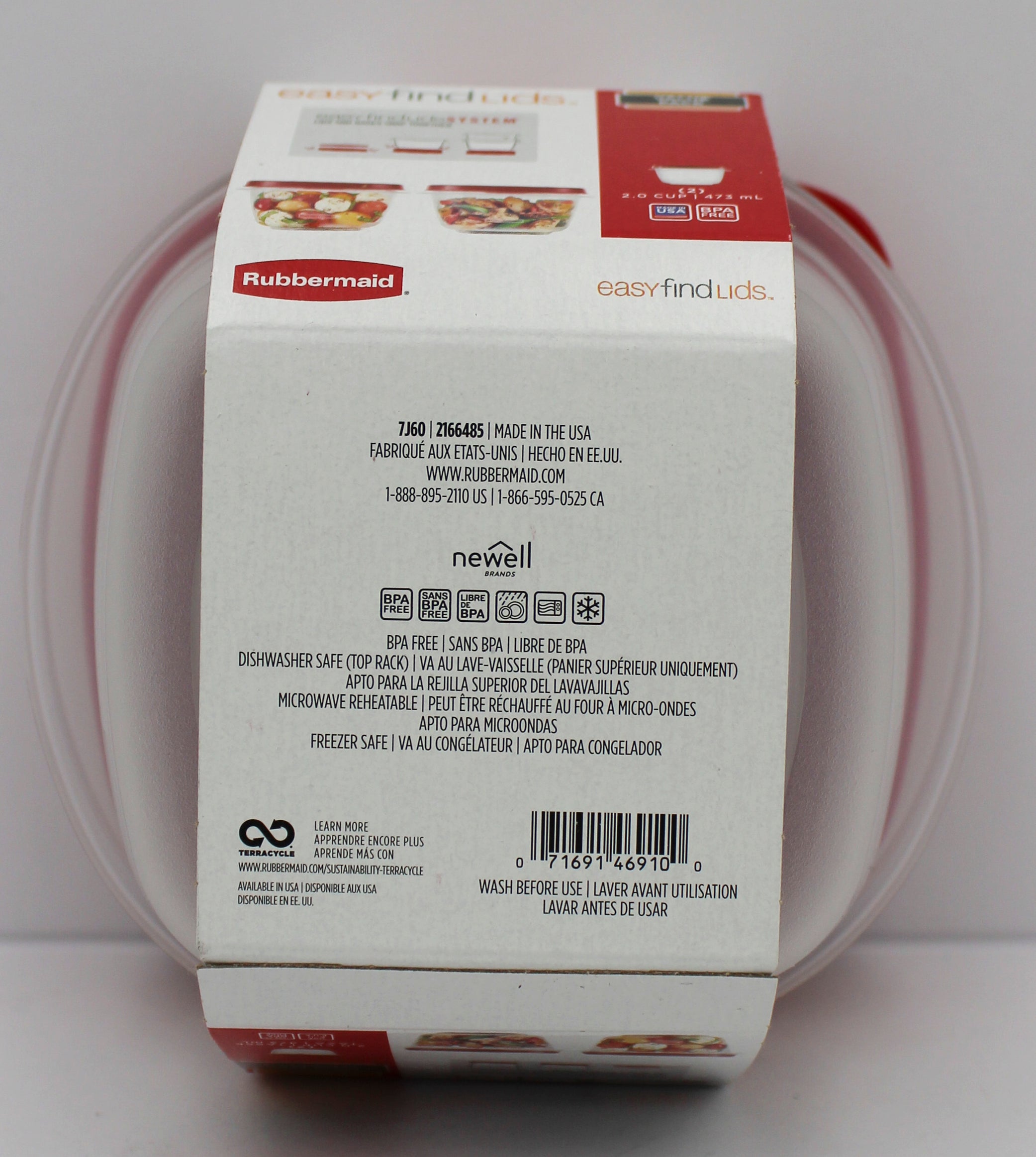 RUBBERMAID 4PC 2CUP STORAGE 2 BOWLS + 2 LIDS NI
