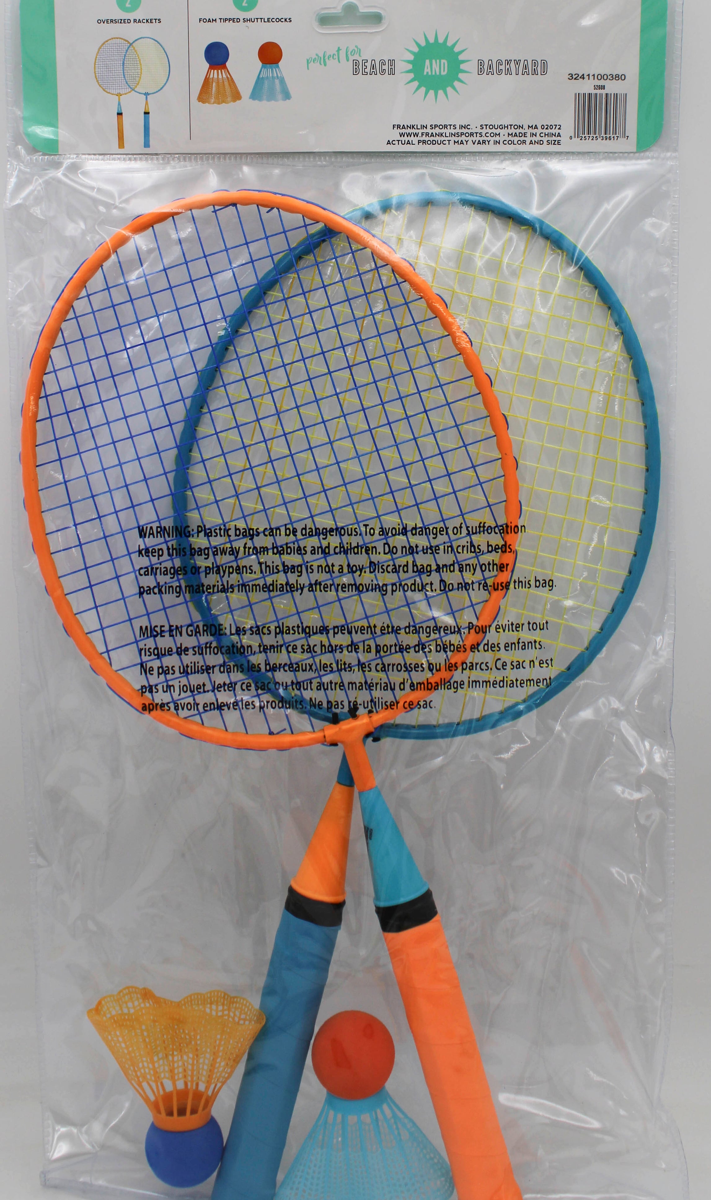 FRANKLIN SMASHMINTON SET 2 RACKETS 2 FOAM TIPPED SHUTTLE COCKS