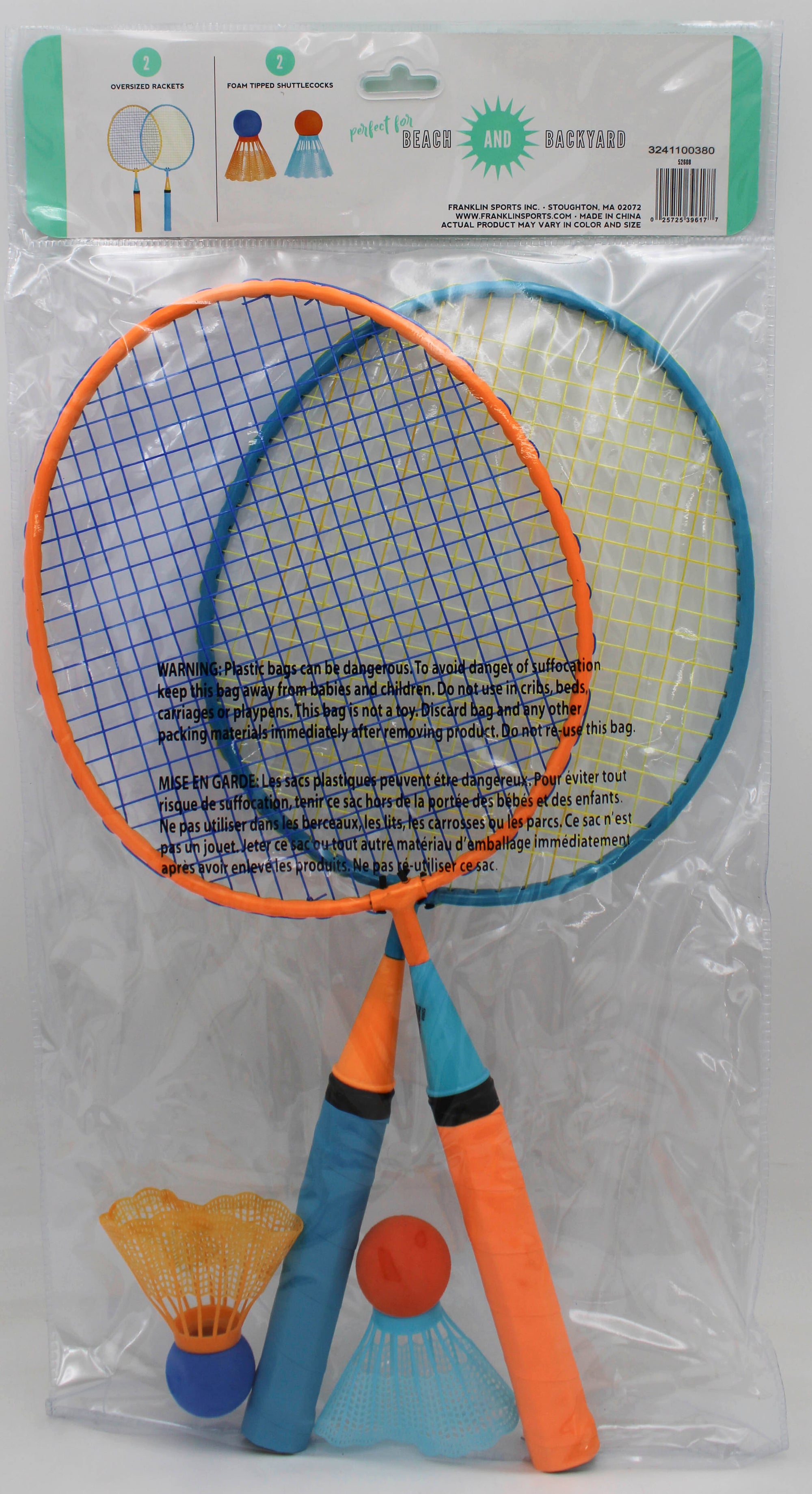 FRANKLIN SMASHMINTON SET 2 RACKETS 2 FOAM TIPPED SHUTTLE COCKS